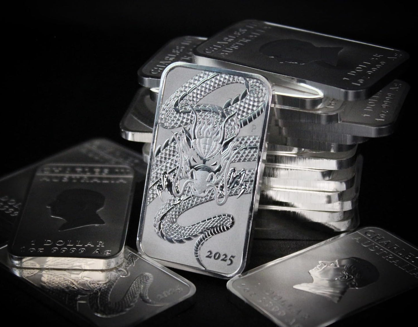 2018 - Present (Random Year) P 1 oz Silver Bar Australia Perth Mint Dragon Series Rectangular Coin Brilliant Uncirculated with Certificate of Authenticity $1 Seller BU