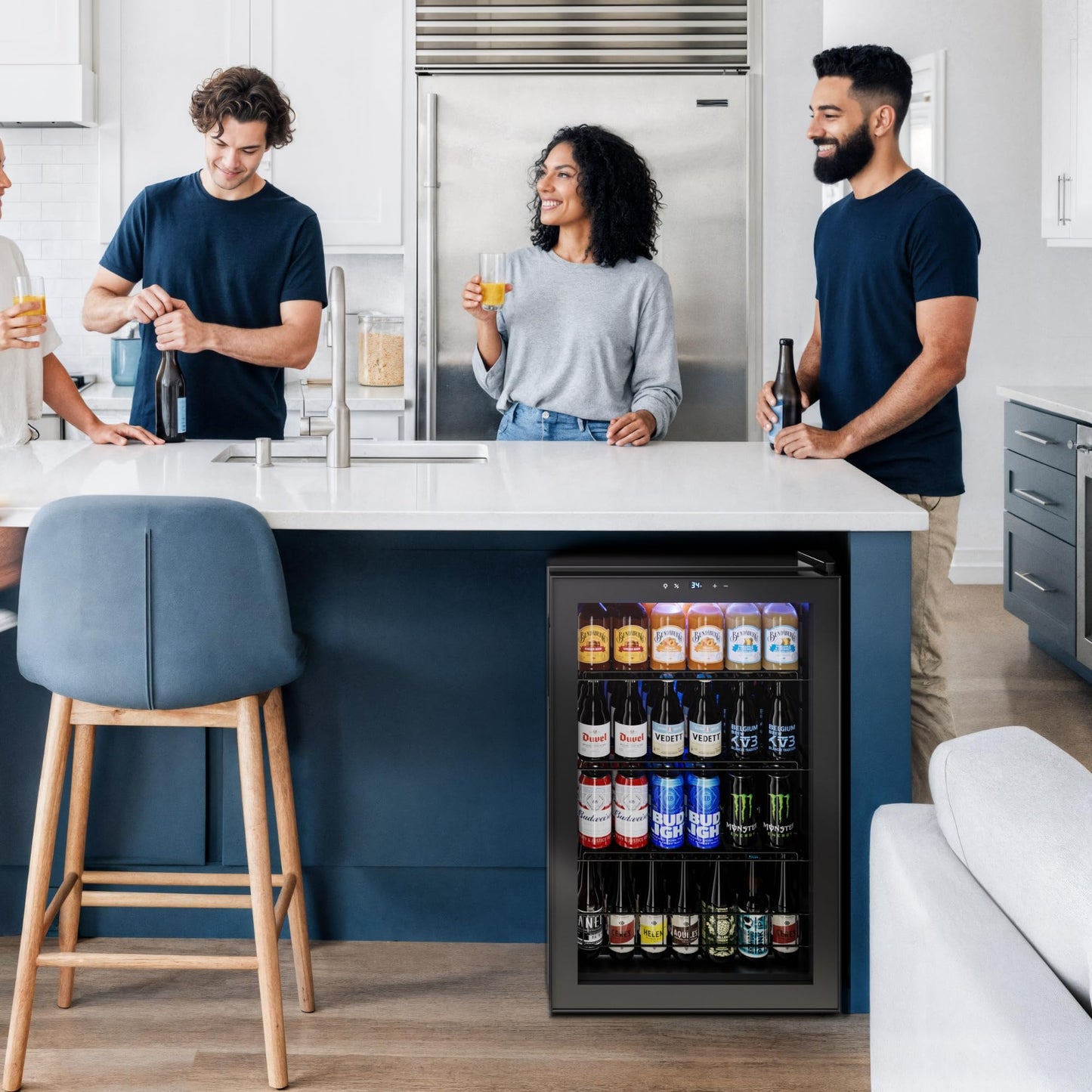 Yeego Beverage Refrigerator Cooler, 155 Cans Mini Fridge with Glass Door Beverage Fridge with Adjustable Shelves for Soda Beer or Wine, Beverage Cooler with Digital Temperature Control for Home Office