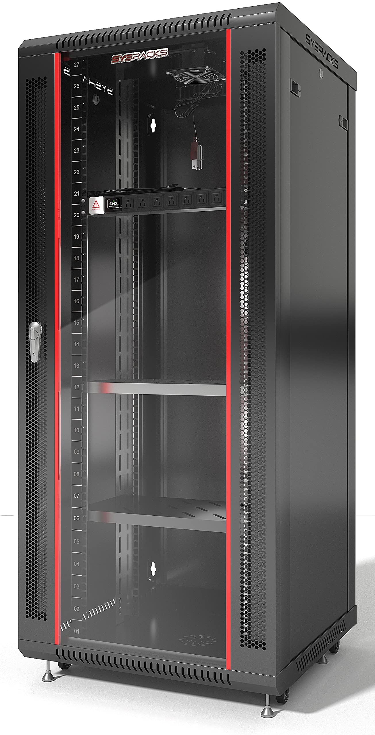 18U Wall Mount Server Rack Cabinet for Home Lab, Office IT and AV Network Installations, 24-Inch Deep 19-Inch Locking Rack with Fan, PDU and Shelves
