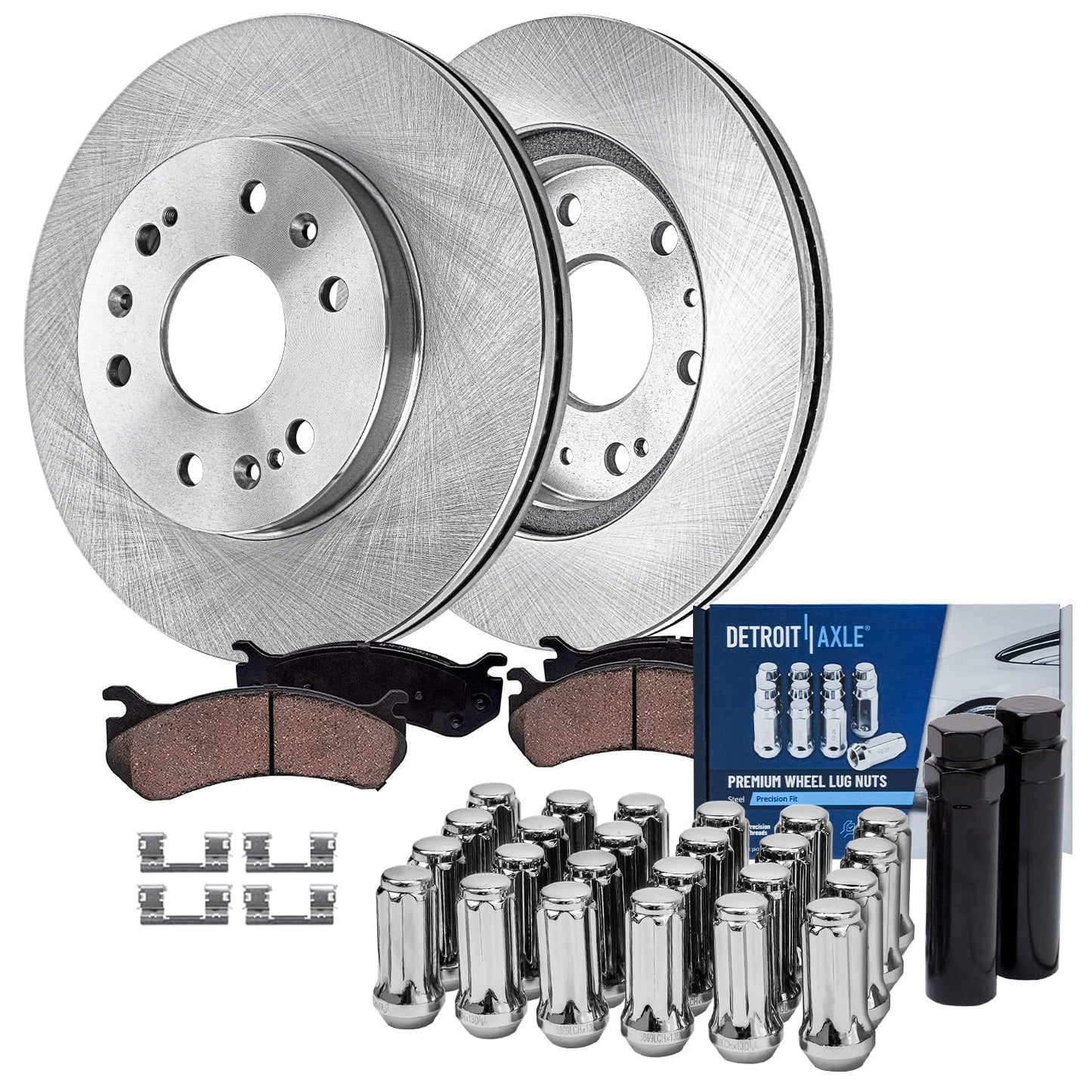 Detroit Axle - Kit de freno trasero para Dodge Grand Caravan Journey Chrysler Town & Country Frenos de repuesto Rotores y pastillas de freno de cerámica: Rotor de 12.91 pulgadas