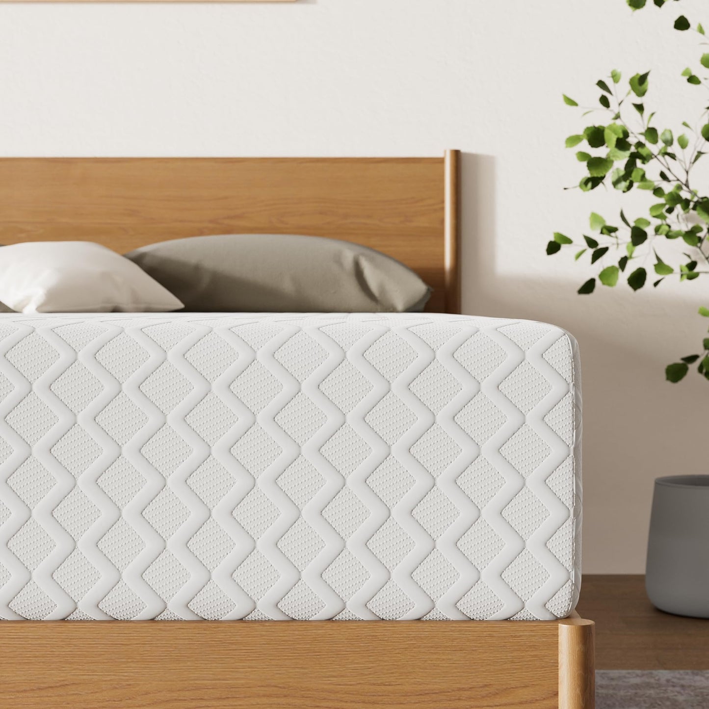 Signature Design by Ashley Queen Size Chime 10 Inch Medium Firm Memory Foam Mattress with Green Tea & Charcoal Gel for Pressure Relief, Fiberglass Free, Mattress In A Box