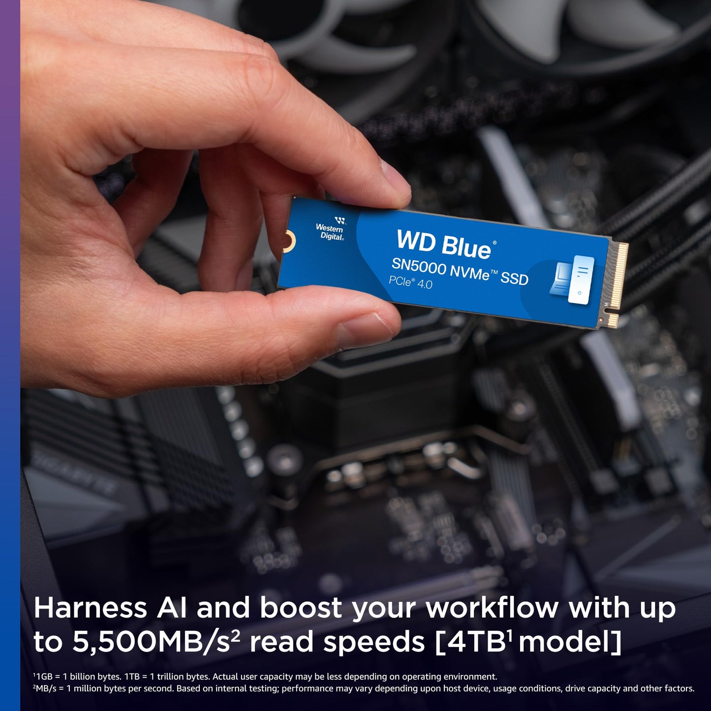 Western Digital 2TB WD Blue SN5000 NVMe Internal Solid State Drive SSD - PCIe Gen 4.0, M.2 2280, Up to 5,150 MB/s - WDS200T4B0E [New Generation]