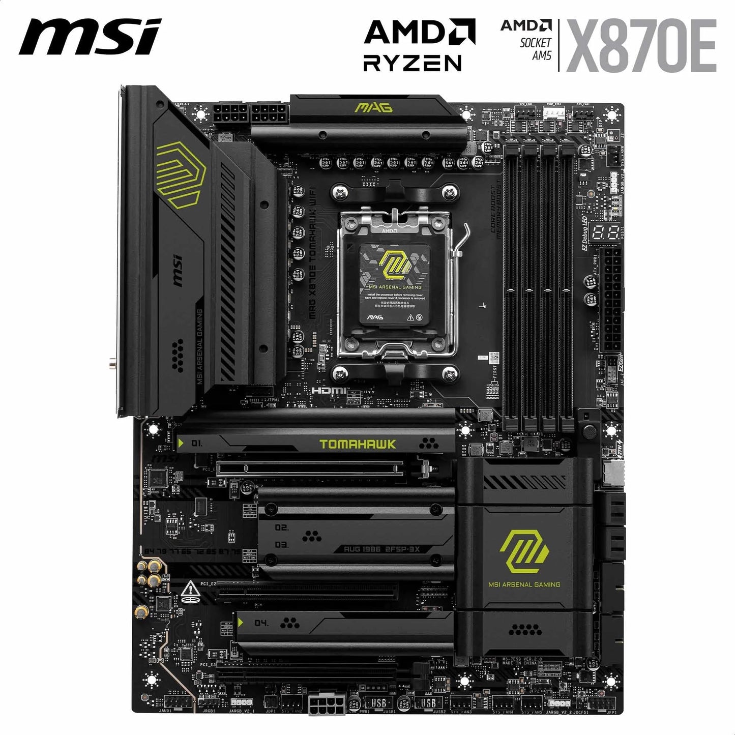 MSI MPG X870E Carbon WiFi Gaming Motherboard (AMD Ryzen 9000/8000/7000 Series Processors, AM5, DDR5, PCIe 5.0, M.2 Gen5, SATA 6Gb/s, USB 40Gbps, HDMI, Wi-Fi 7, Bluetooth 5.4, 5Gbps LAN, ATX)