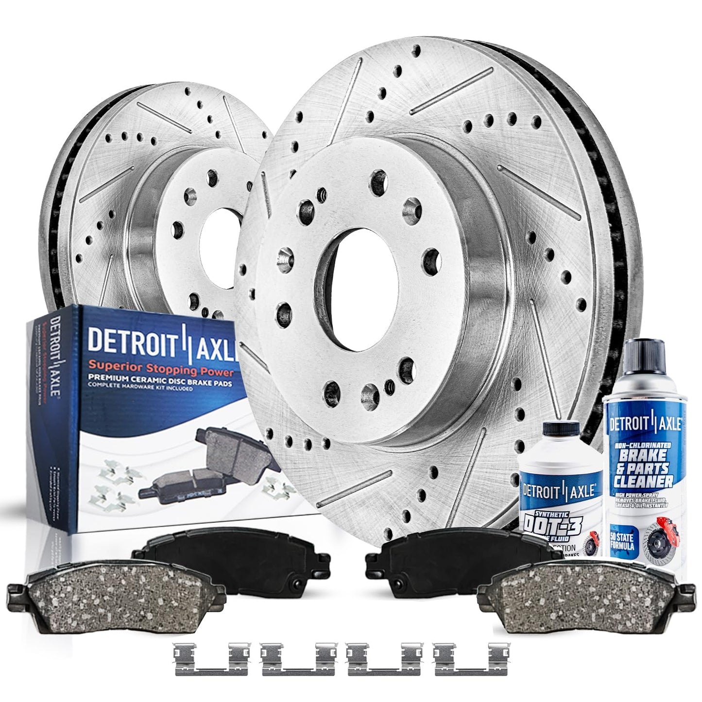 Detroit Axle - Rear Brake Kit for 1999-2006 Chevy GMC Sierra Silverado 1500, 00-01 Tahoe Yukon, 03-05 Astro Safari Replacement Drilled Slotted Disc Brake Rotors Ceramic Brakes Pads: 12.78" inch Rotor