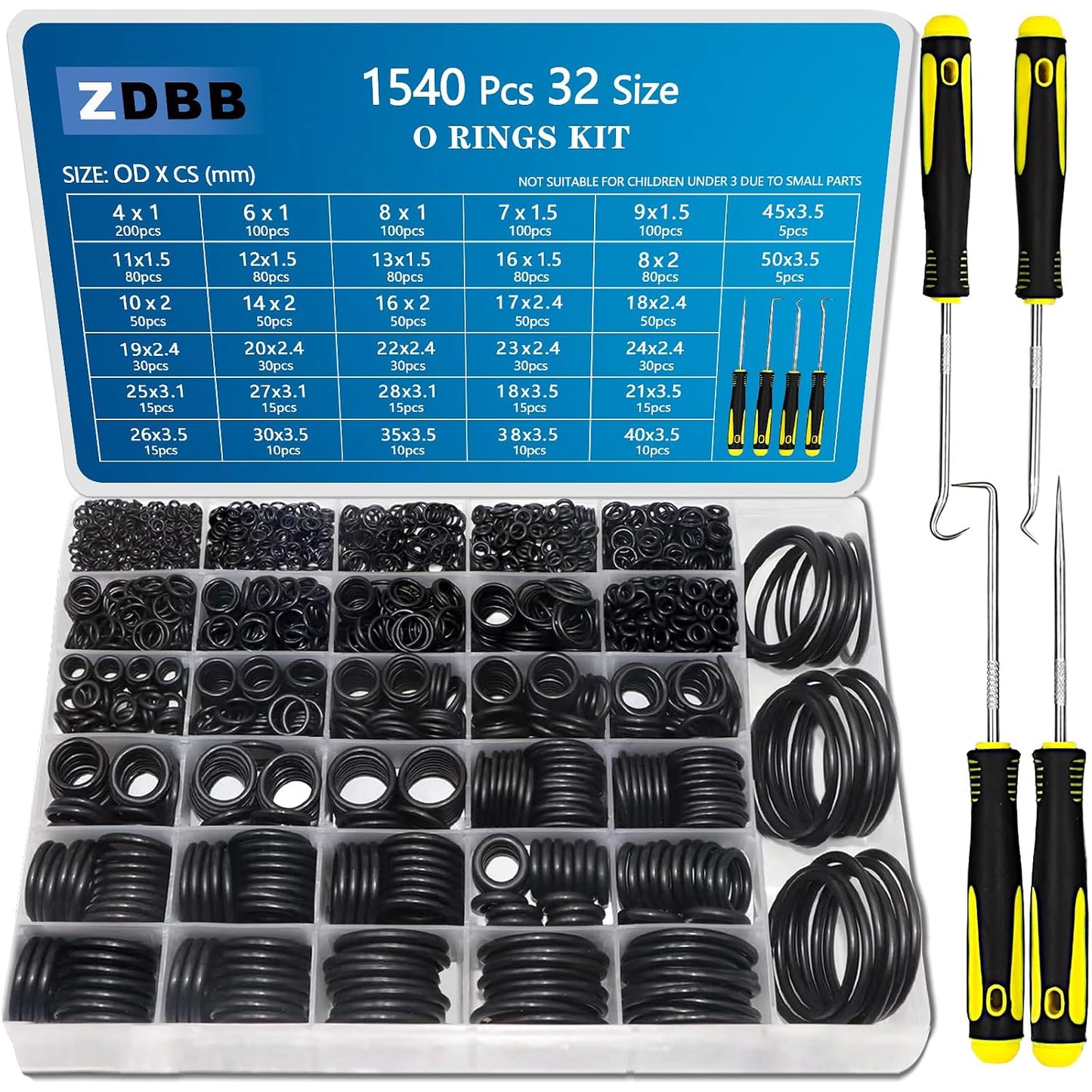 ZDBB 1555 PCS 32 Size O Ring Kit+16 Size Rubber Washers Assortment Kit for Plumbing Faucet Water Pipe Garden Hose Washers Shower Heads Gasket Repair and Air or Gas Connections