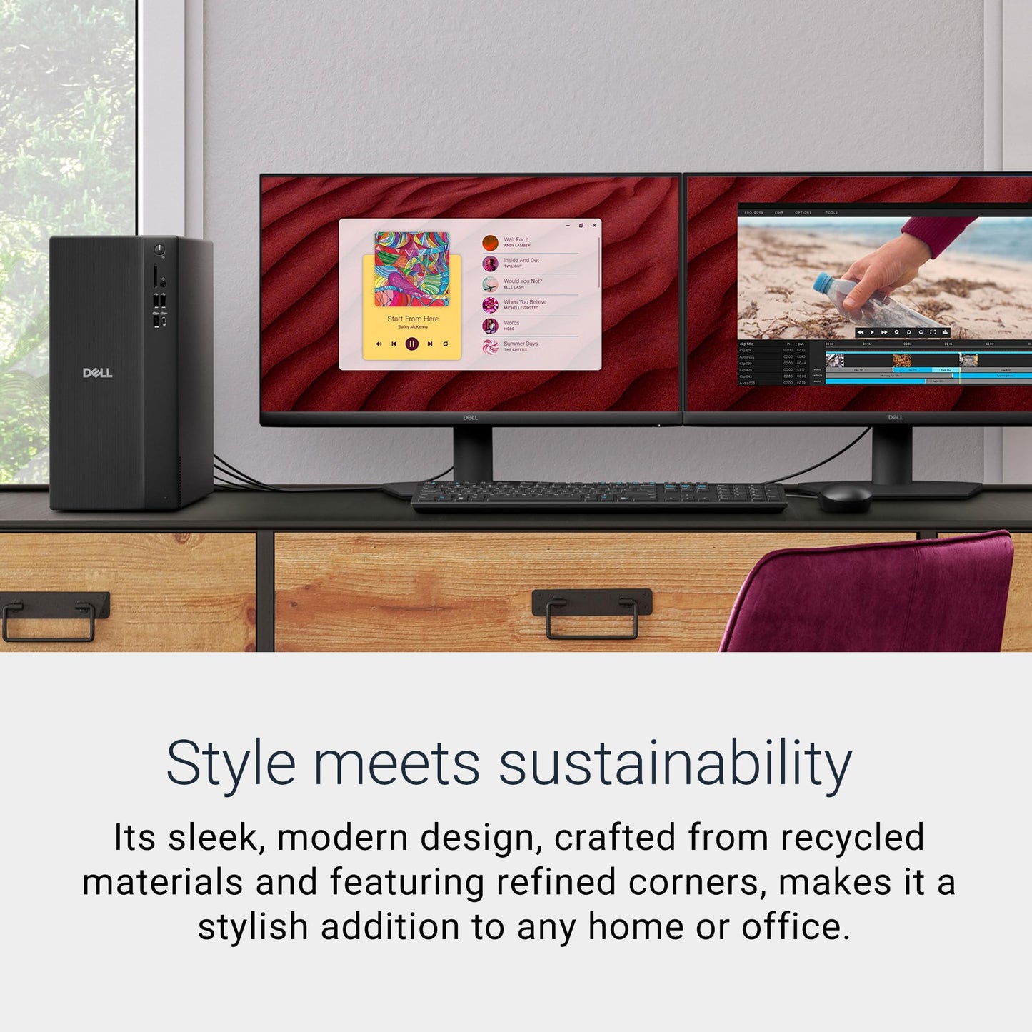 Dell Tower Desktop ECT1250 - Intel Core Ultra 7-265 Processor, UHD Graphics, 32GB Memory, 1TB M.2 SSD, 3.0 SD Card Reader, Wired Keyboard and Mouse, Windows 11 Home, Basic Onsite Service