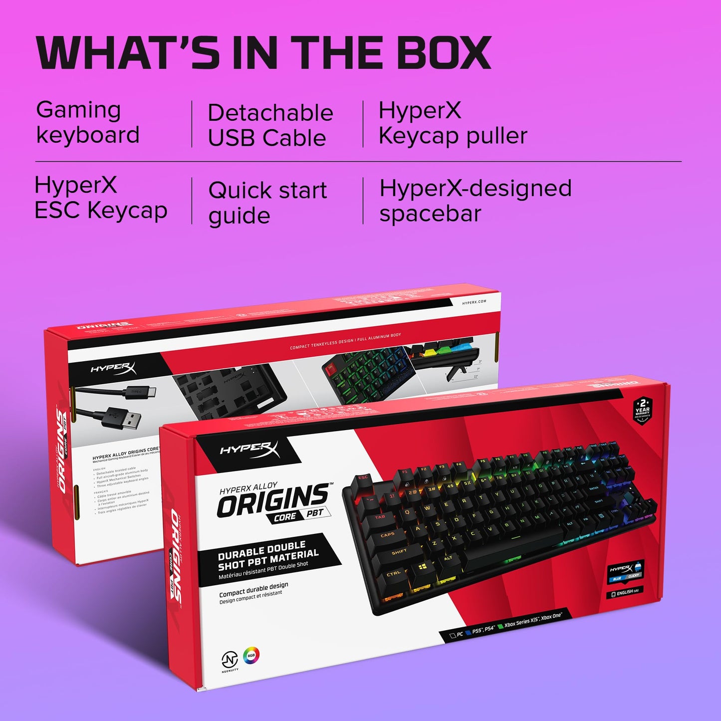 HyperX Alloy Origins 65 - Mechanical Gaming Keyboard – Compact 65% Form Factor - Linear Red Switch - Double Shot PBT Keycaps - RGB LED Backlit - NGENUITY Software Compatible,Black