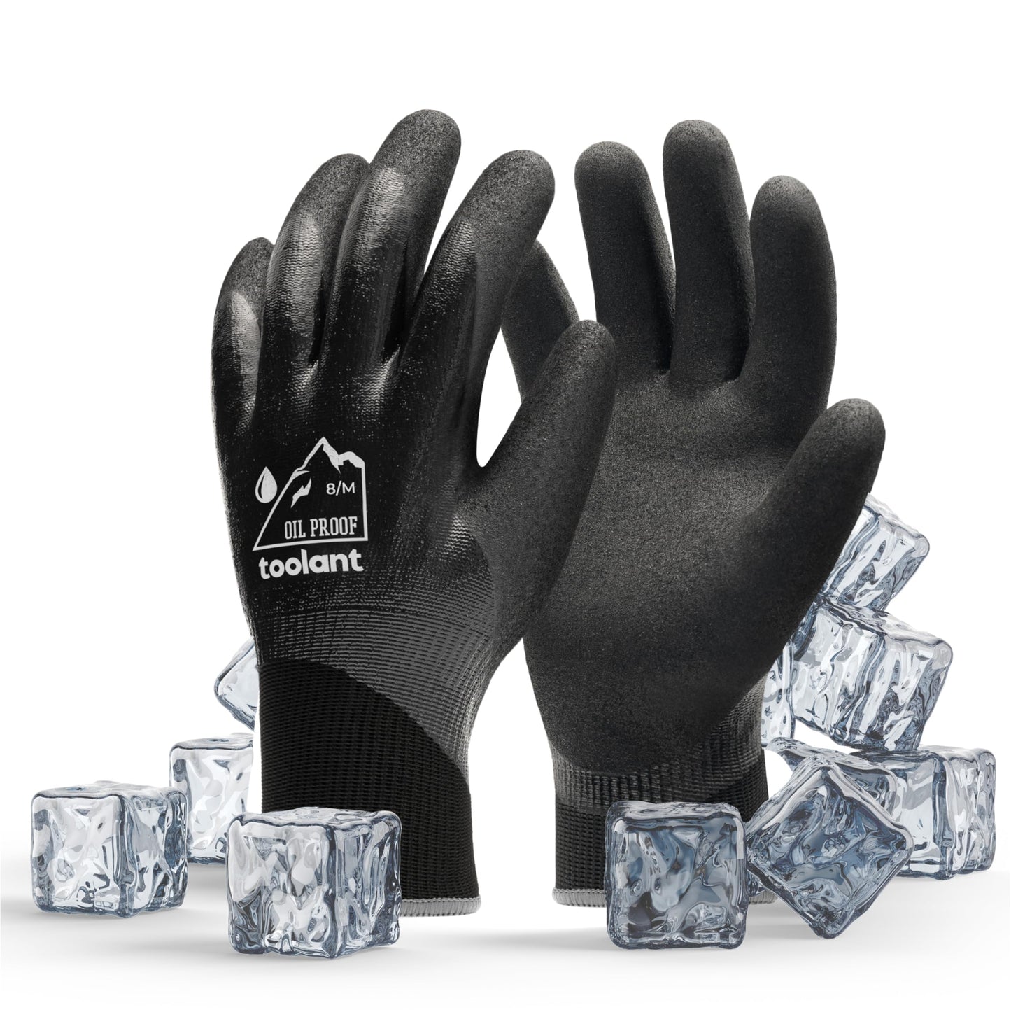 toolant 100% Waterproof Gloves for Men and Women, Winter Work Gloves for Cold Weather, Touchsreen, Thermal Gloves for Freezer Work, Fishing and Gardening, With Grip, Grey, X-Large