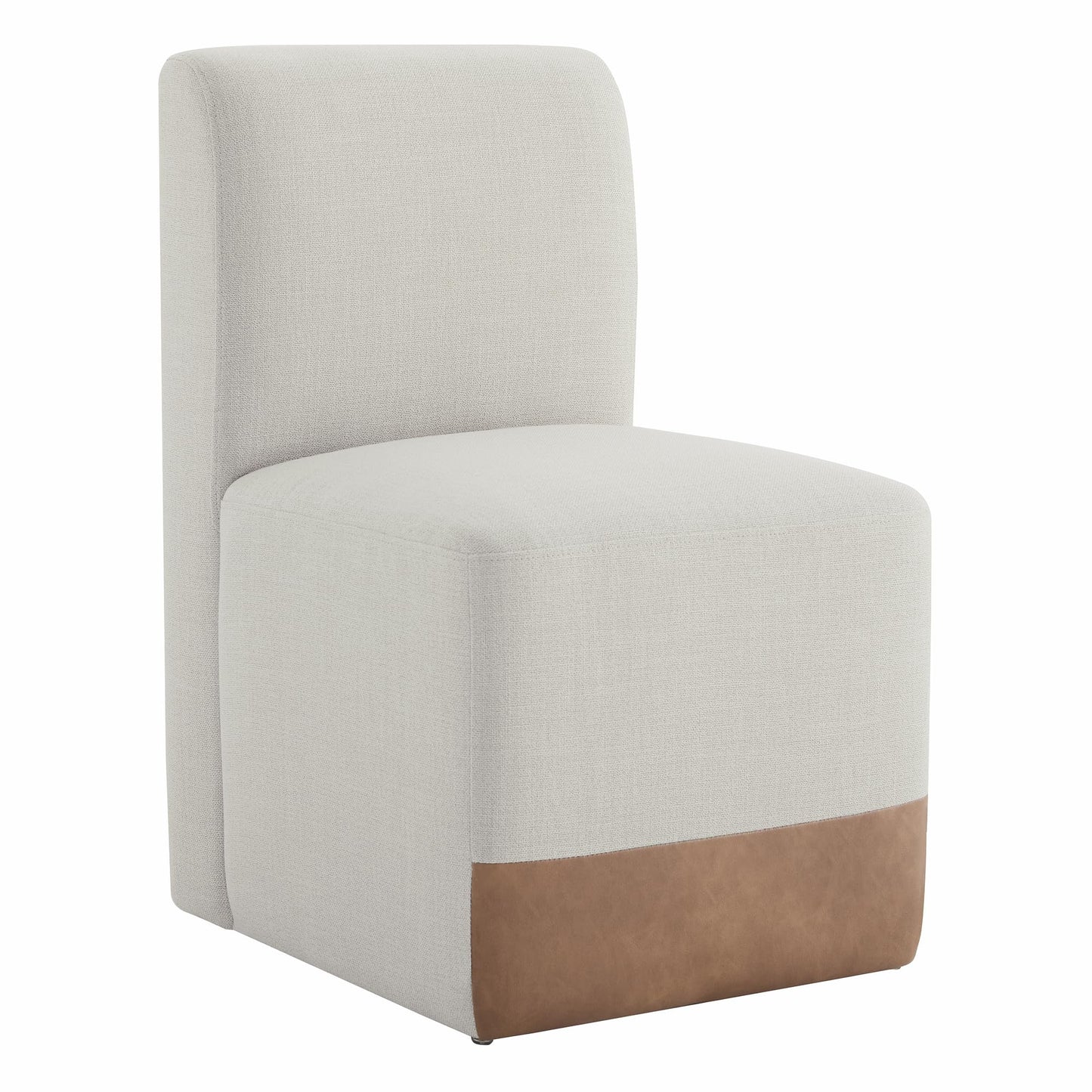 CHITA Dining Chairs with Casters Set of 2, FSC Certified Upholstered Armless Modern Rolling Dining Chairs with Rollers for Bedroom Reading Room Living Room, Fully Assembled, Linen