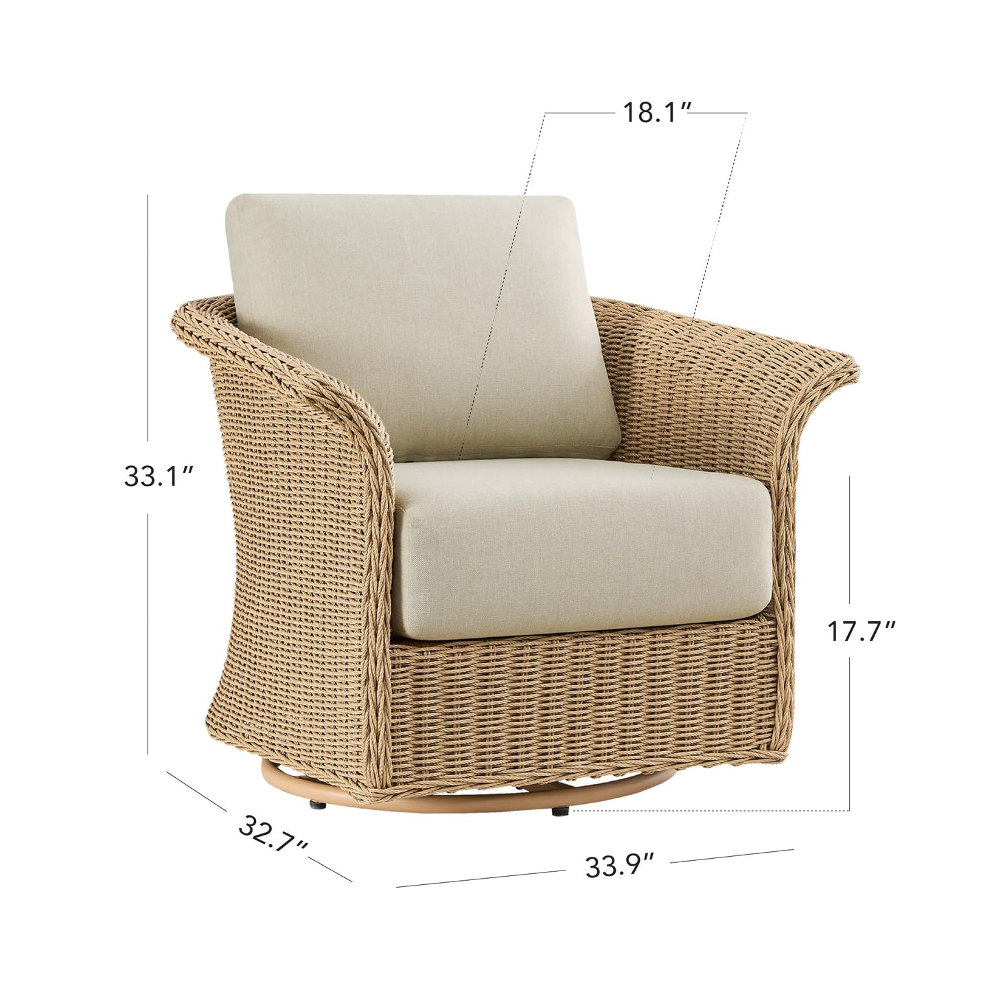 CHITA 3 Pieces Wicker Patio Bistro Set, Outdoor Rattan Furniture Set with 2 Pieces Thickened Cushion Swivel Chairs and Side Table for Backyard, Poolside, Garden or Porch