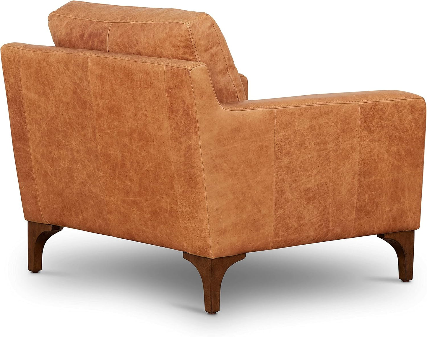 Poly & BARK Sorrento Lounge Chair in Full-Grain Pure-Aniline Italian Tanned Leather in Cognac Tan