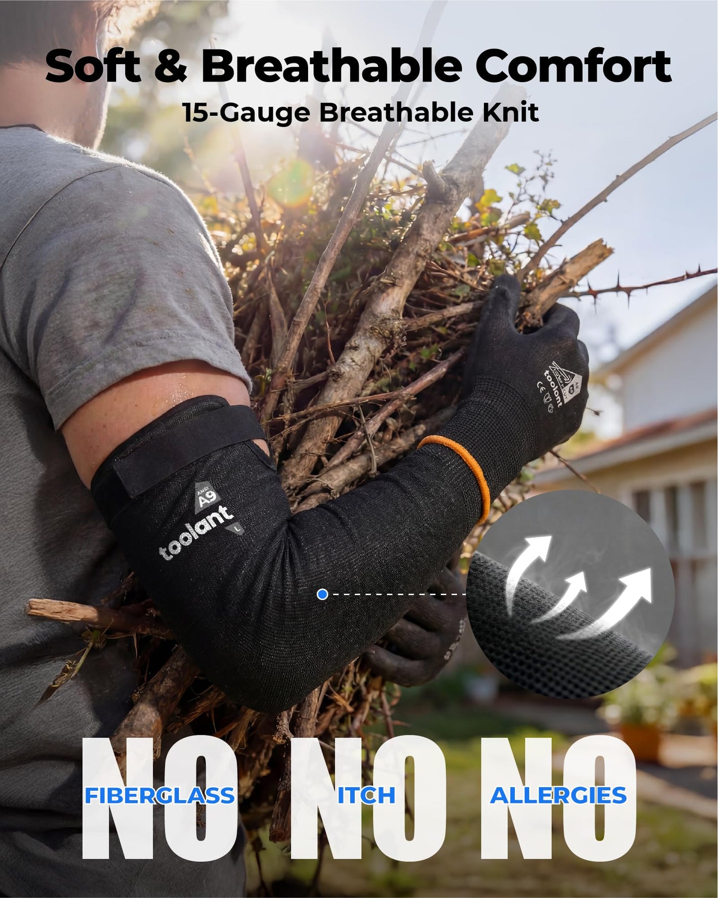 toolant ANSI A9 Cut Resistant Arm Sleeves, Arm Protectors for Thin Skin and Bruising, Arm Guards for High Risk Work