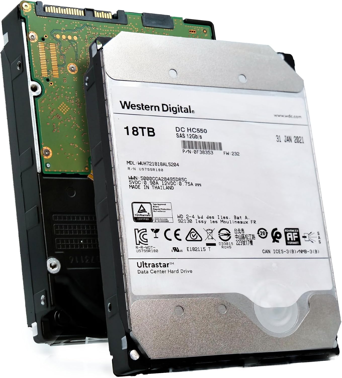 Western Digital WD WUH721818AL5204 18TB SAS 12Gb/s 7.2K RPM 512M 0F38353 512e/4Kn SE HDD (Renewed)