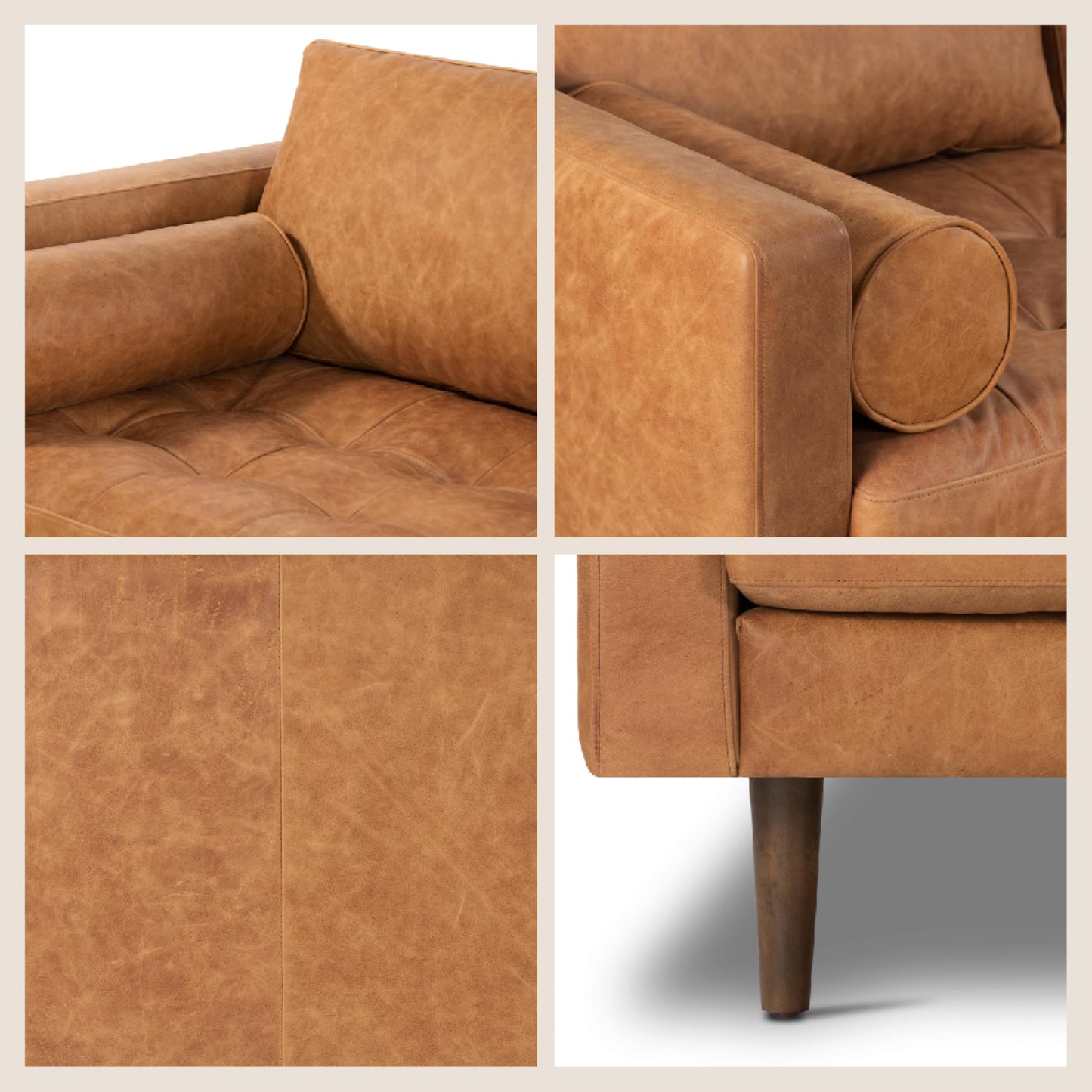POLY & BARK Napa 82" Leather Pull‑Out Sleeper Sofa – Full‑Grain Italian Leather Upholstery,Tri‑Layer Mattress & Storage Console –Sophisticated Multi‑Functional Sofa Bed for Living Rooms & Guest Spaces