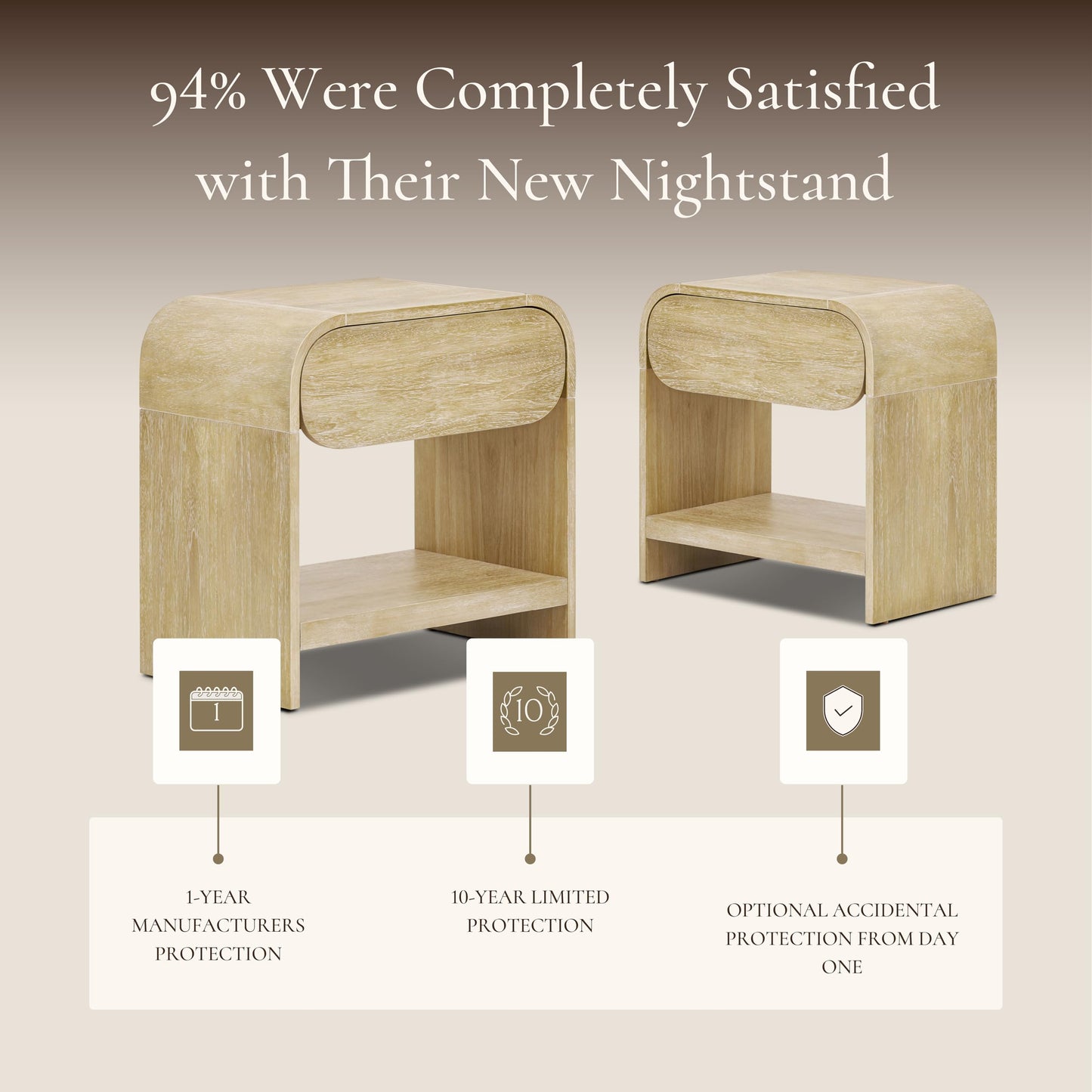 Poly & BARK Dorsey Nightstand - Mid-Century Modern Nightstand – Solid Wood Bedside Table with 2 Drawers, Acorn Walnut Finish, 23.5" Tall