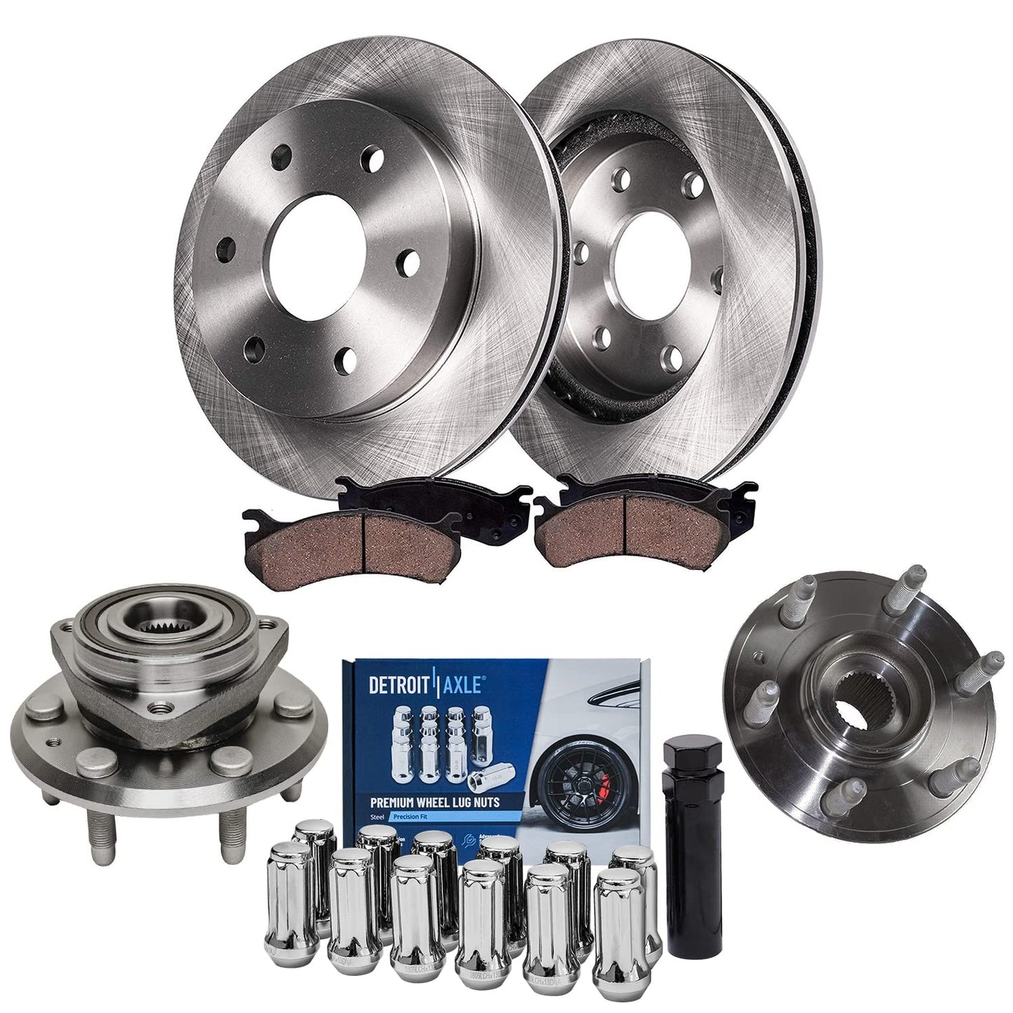 Detroit Axle - Brake Kit for 14-20 Nissan Rogue, 17-22 Rogue Sport, Front and Rear Disc Brake Rotors Ceramic Brake Pads 2018 2019 Replacement