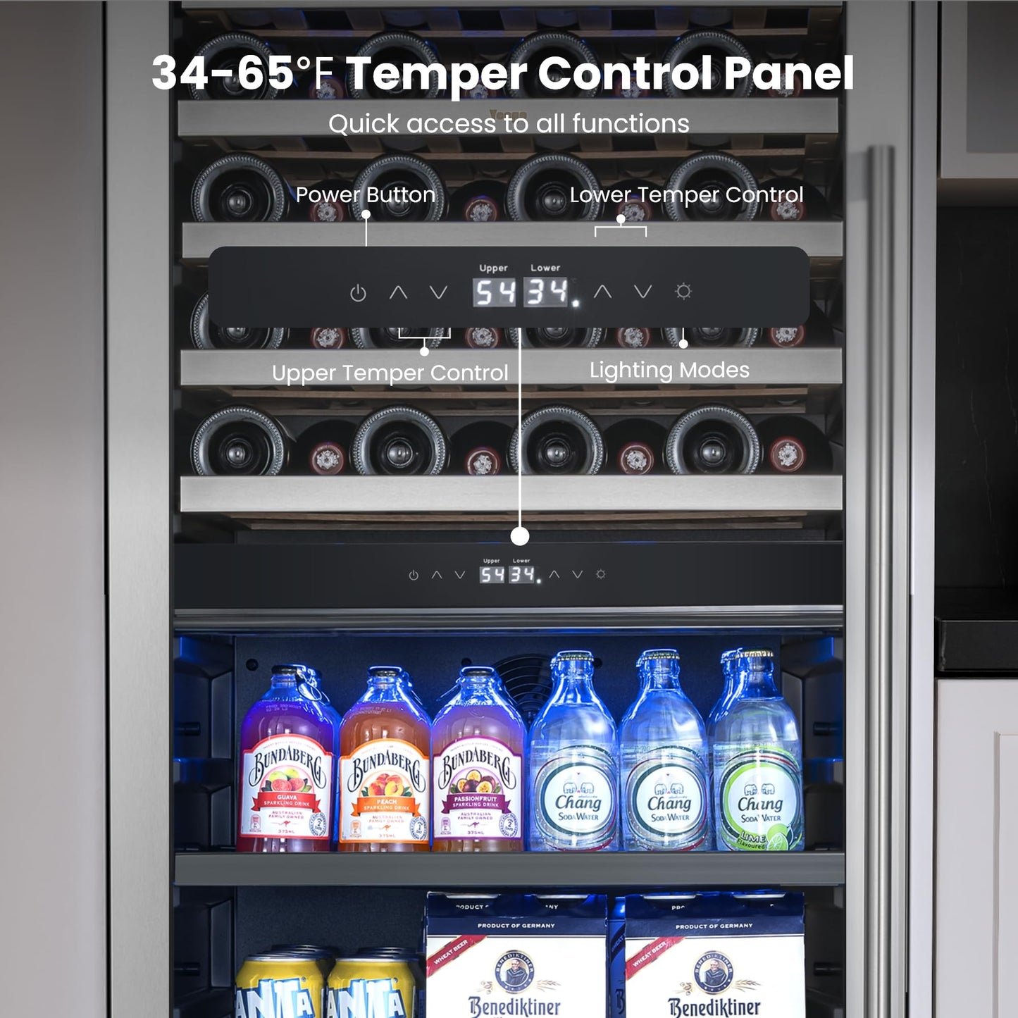 Yeego 24 Inch Wine Fridge Cooler - 52 Bottles Wine Cooler with Glass Door, 40-65℉ Built-In or Freestanding Refrigerator, Under Counter Wine Fridge for Kitchen Bar Office (Left-Hinged)