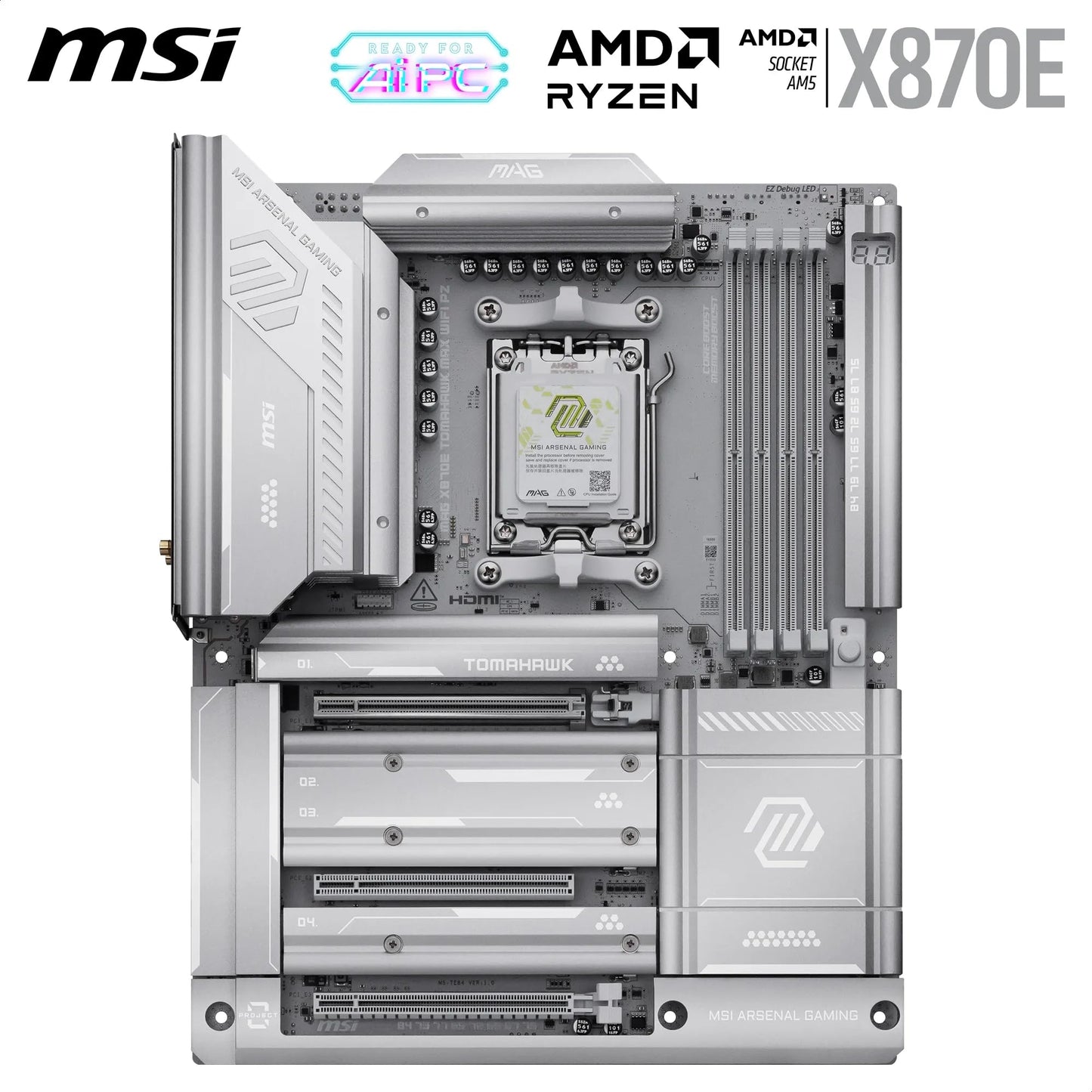 MSI MPG X870E Carbon WiFi Gaming Motherboard (AMD Ryzen 9000/8000/7000 Series Processors, AM5, DDR5, PCIe 5.0, M.2 Gen5, SATA 6Gb/s, USB 40Gbps, HDMI, Wi-Fi 7, Bluetooth 5.4, 5Gbps LAN, ATX)