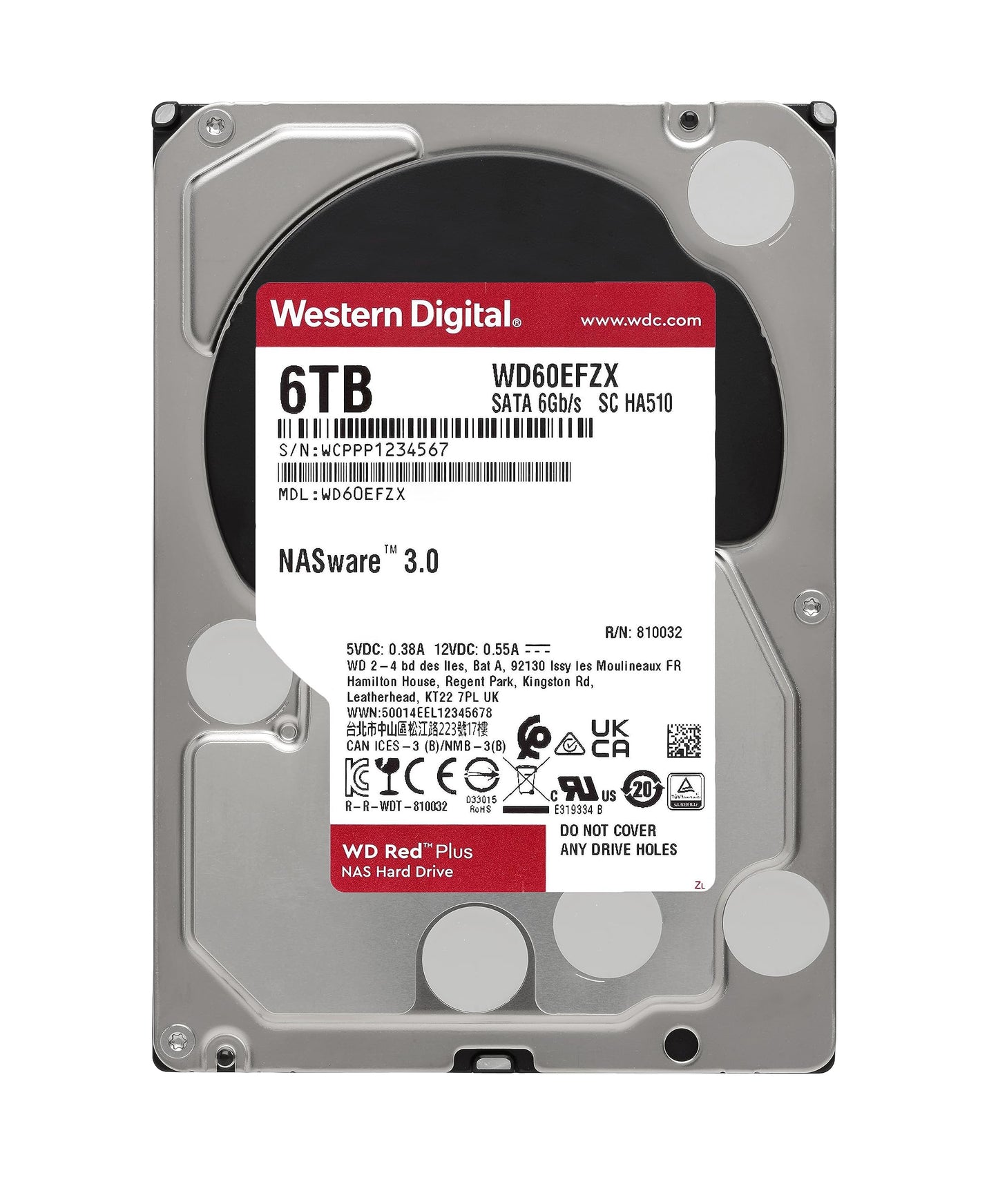 Western Digital 4TB WD Red Plus NAS Internal Hard Drive HDD - 5400 RPM, SATA 6 Gb/s, CMR, 256 MB Cache, 3.5" -WD40EFPX