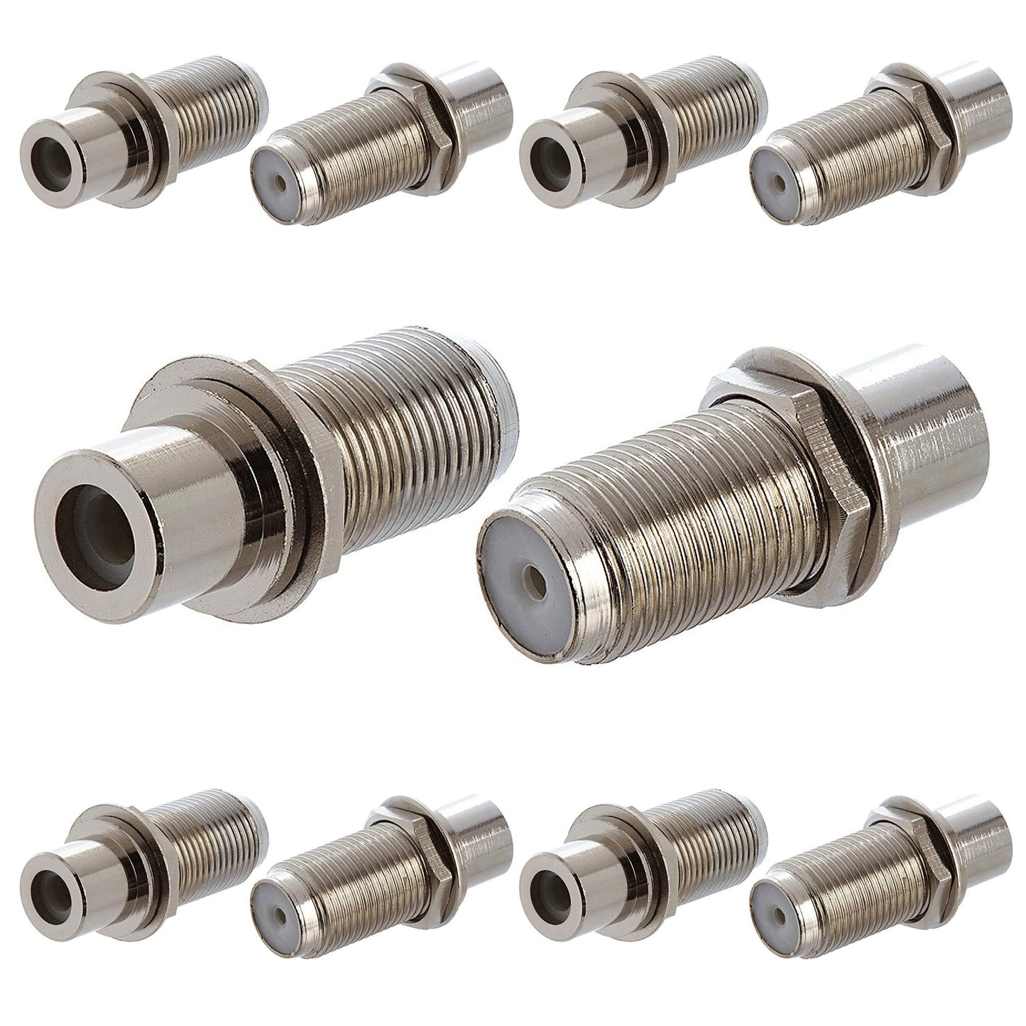 Cmple - F-Type Female to RCA Female Adapter Audio Video RCA Jack to F Jack Connector Converter Coax Coaxial Cable Joiner