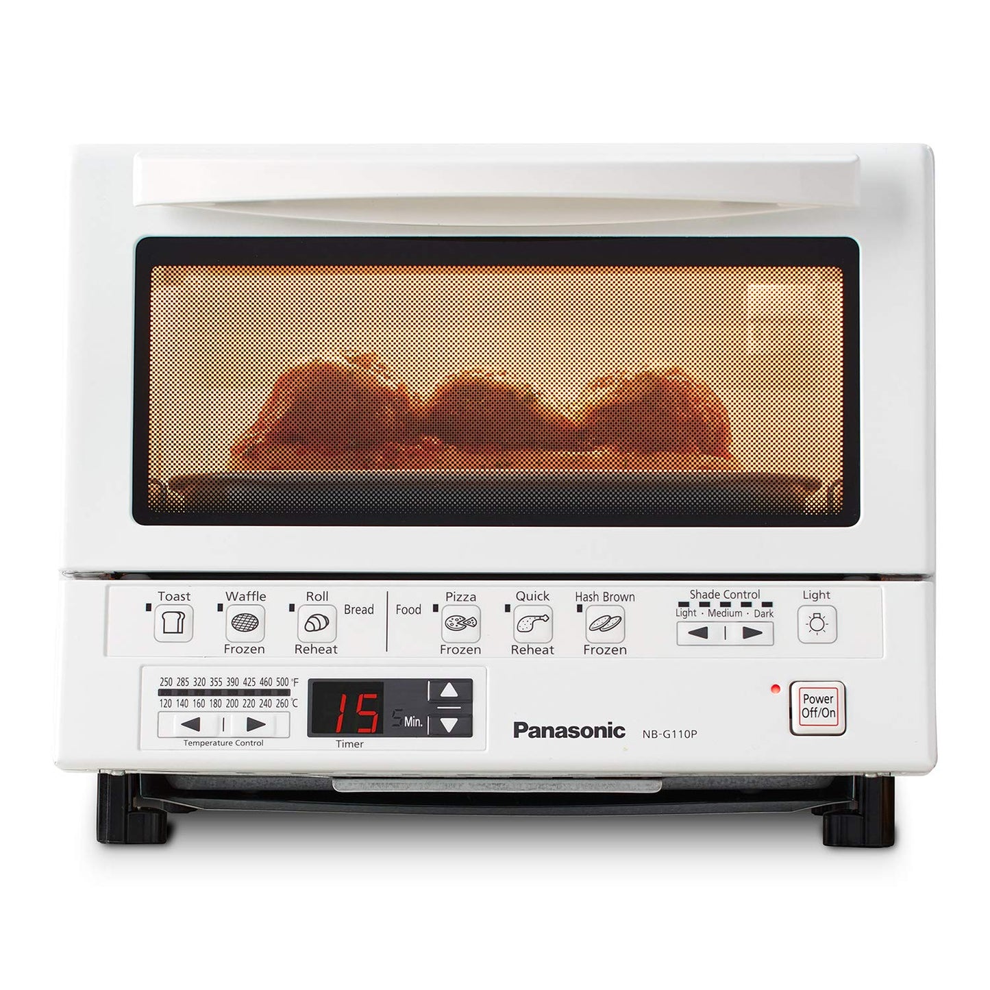 Panasonic FlashXpress Toaster Oven Countertop, 4-Slice Small Toaster Oven Compact Size with Double Infrared Heating, 6 Auto Cook Options and Precise Temperature Control, 1300W - NB-G110P (Silver)