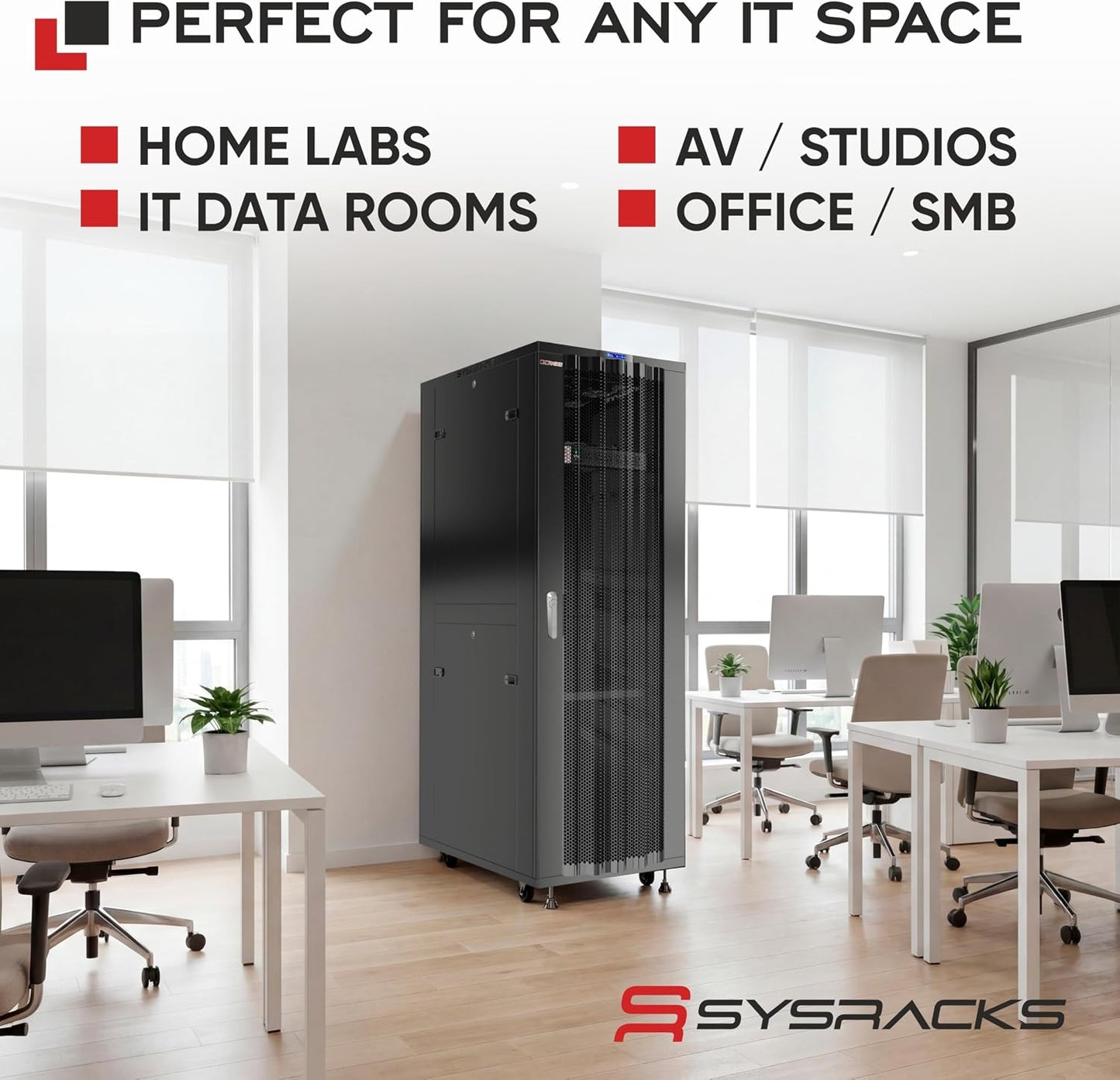 42U Server Rack Cabinet – 19" Network Rack Enclosure, 39" Deep Floor Standing Data Rack with Locking Glass Door, Cooling Fans, PDU & Shelf for Servers, Switches and Patch Panels