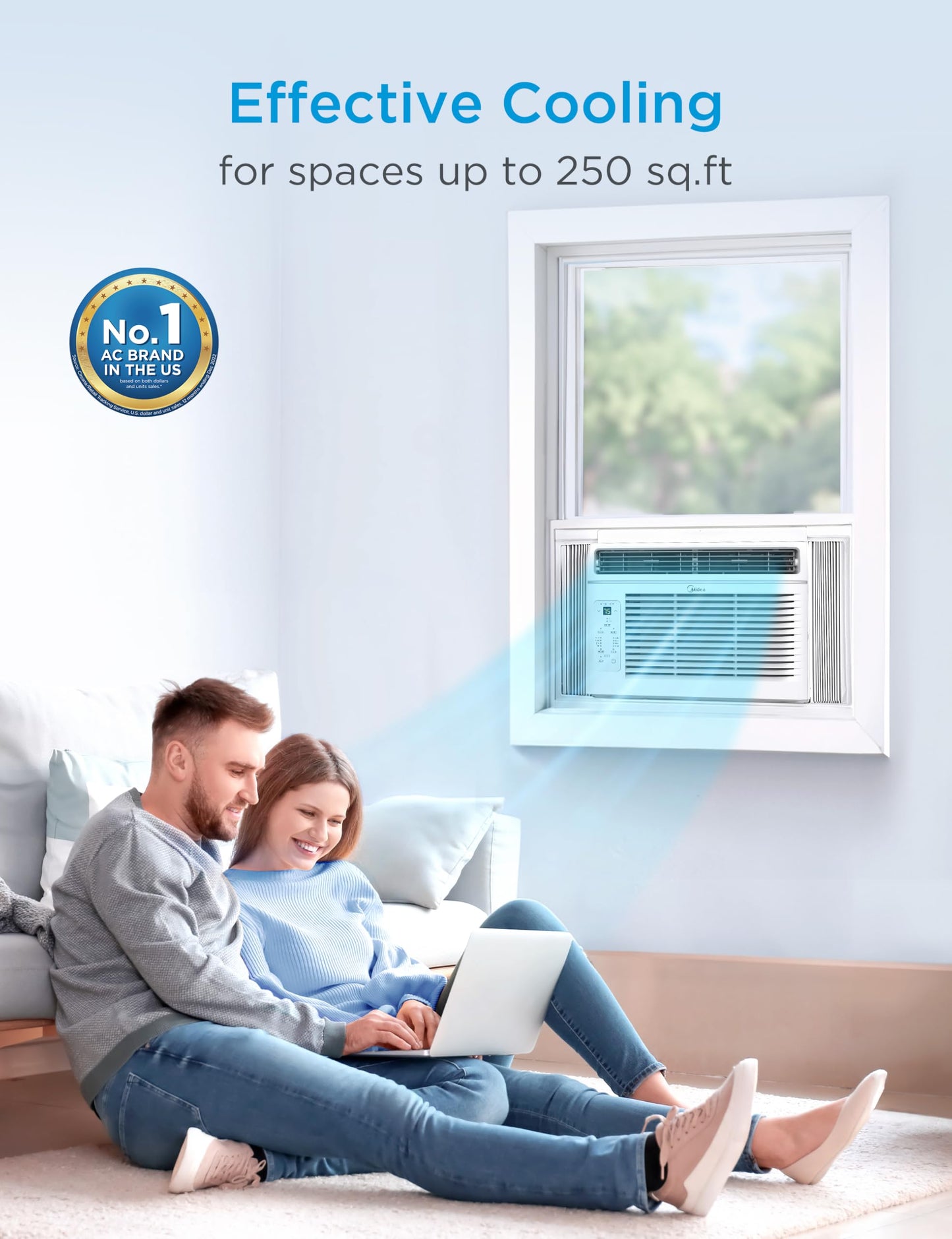 Midea 5,000 BTU EasyCool Small Window Air Conditioner - Cool up to 150 Sq. Ft. with Easy-to-Use Mechanical Controls and Reusable Filter, Perfect for Small Bedroom, Living Room, Home Office