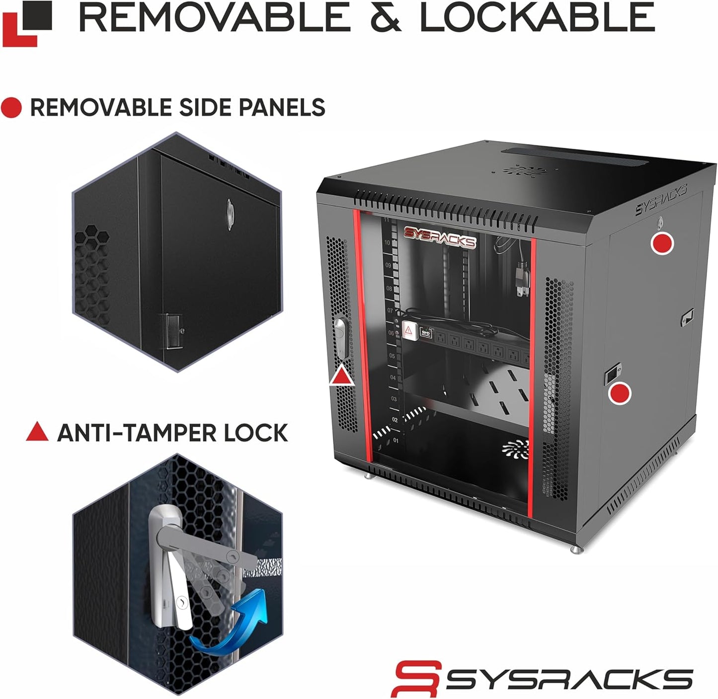 12U Wall Mount Server Rack Cabinet, 19” Locking Network Rack, 24” Deep, Glass Door, with Fan, PDU and Shelf
