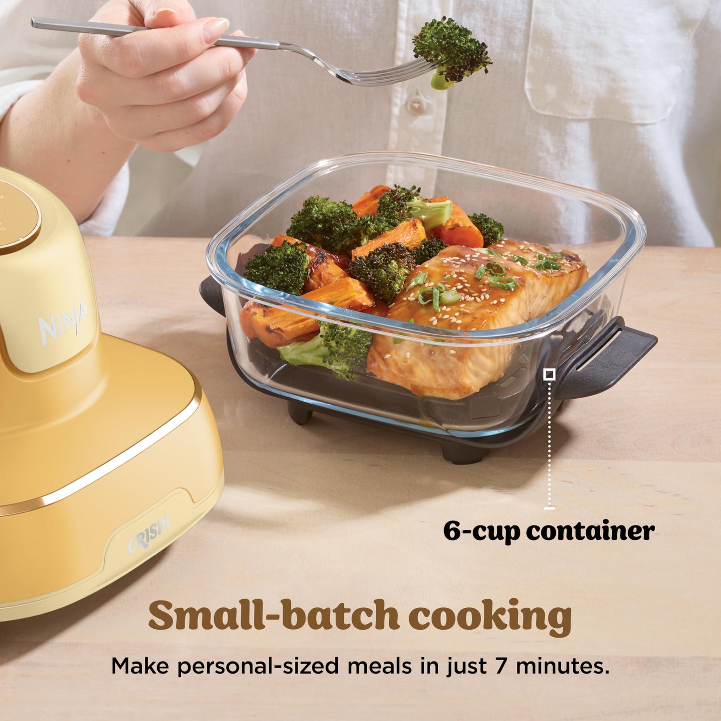 Ninja Crispi 4-in-1 Glass Air Fryer | With Non-Toxic 4QT & 6-Cup Glass Containers & Lids | Microwave, Freezer, Dishwasher Safe | 450°F Max Temp |1500 Watt | Stone | FN101ST