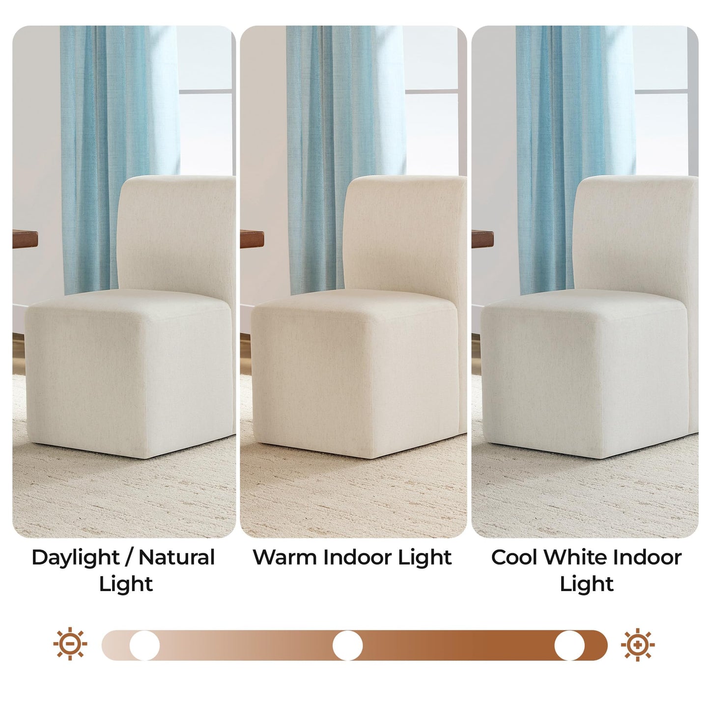 CHITA Dining Chairs with Casters Set of 2, FSC Certified Upholstered Armless Modern Rolling Dining Chairs with Rollers for Bedroom Reading Room Living Room, Fully Assembled, Linen