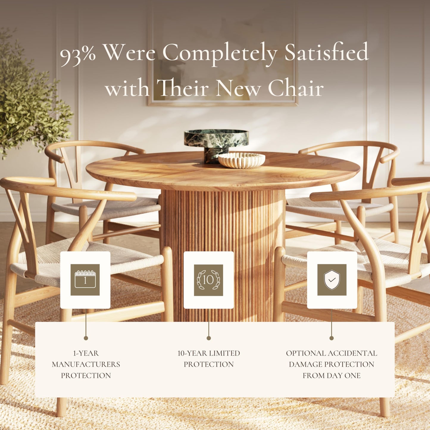 POLY & BARK Weave Dining Chair – Mid-Century Modern Wishbone Dining Chair with Arms, Solid Wood Frame, Indoor Use – Black – Single - Ideal for Dining Room, Kitchen or Stylish Accent Setting
