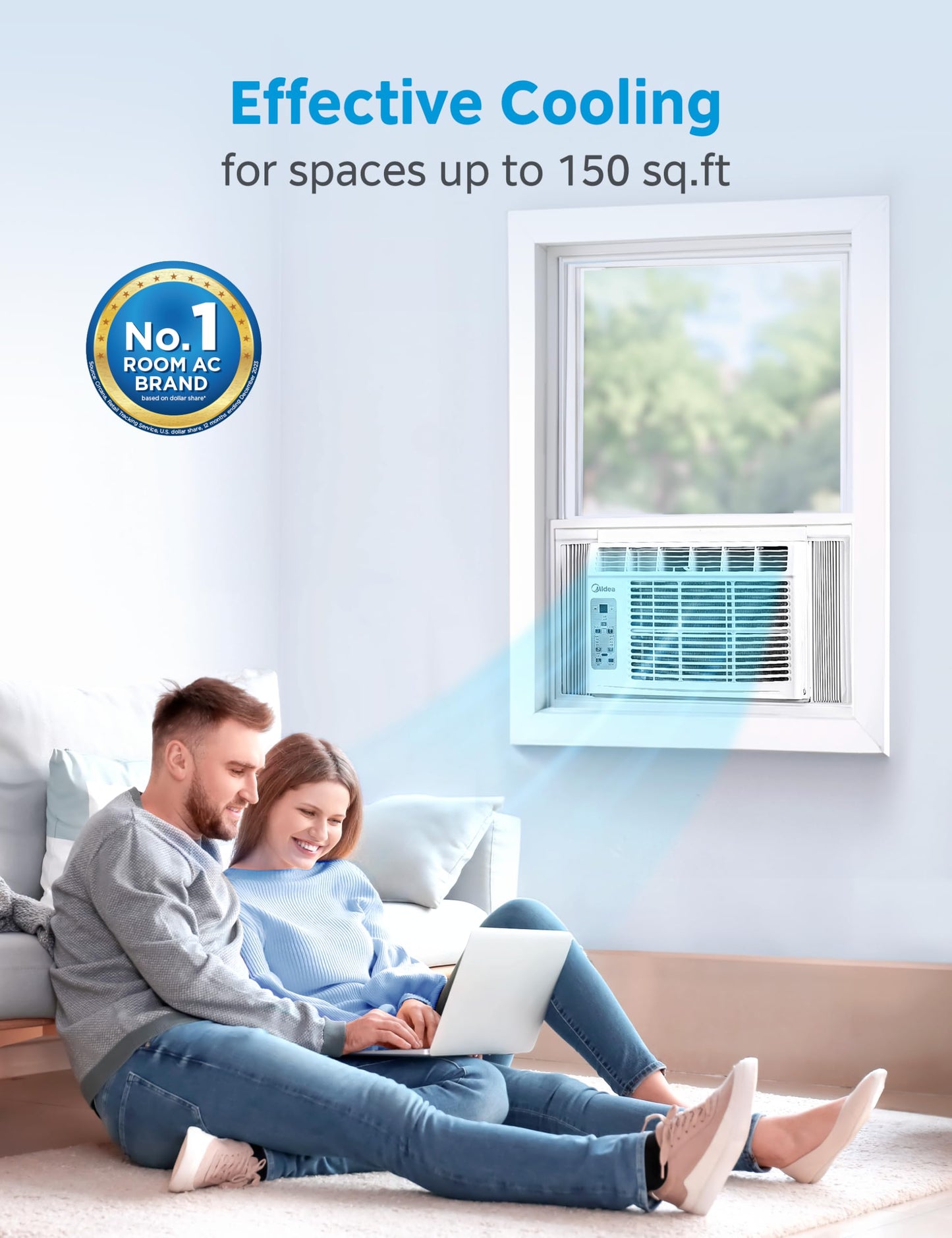 Midea 5,000 BTU EasyCool Small Window Air Conditioner - Cool up to 150 Sq. Ft. with Easy-to-Use Mechanical Controls and Reusable Filter, Perfect for Small Bedroom, Living Room, Home Office
