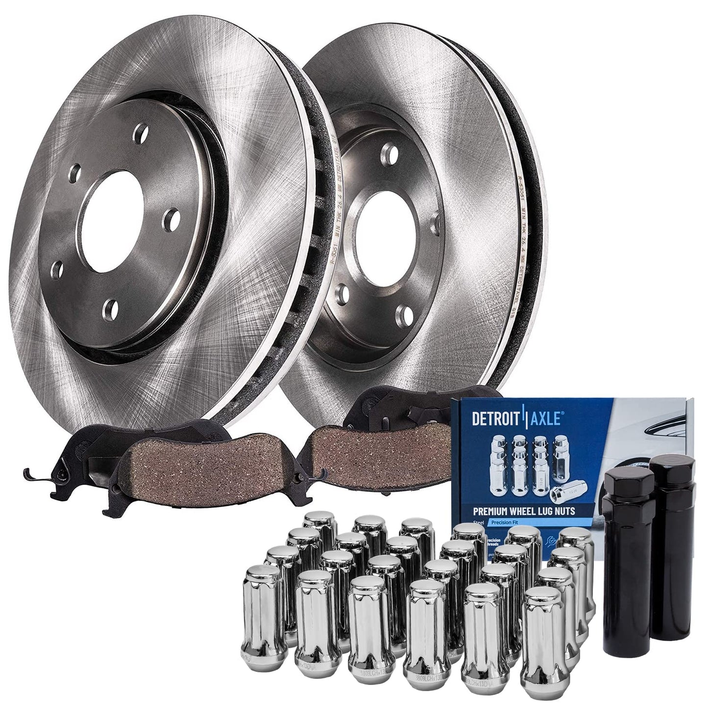 Detroit Axle - Kit de freno trasero para Dodge Grand Caravan Journey Chrysler Town & Country Frenos de repuesto Rotores y pastillas de freno de cerámica: Rotor de 12.91 pulgadas