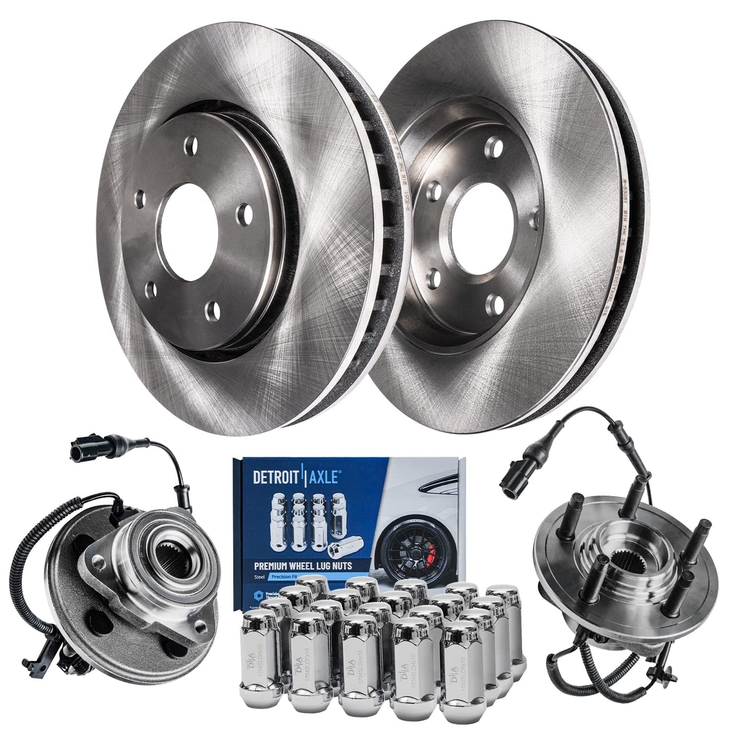 Detroit Axle - Brake Kit for 07-11 Toyota Camry 08-12 Avalon 07-12 Lexus ES350 Replacement 2008 2009 2010 2011, 11.65" inch Front and 11.06" inch Rear Disc Brake Rotors and Ceramic Brakes Pads