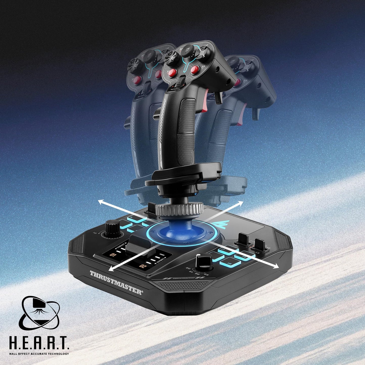 Thrustmaster Sol-R2 HOSAS Dual Space Combat Flight Joystick Set - PC | 88 programable actions buttons, 2 detachable grips, 2 throttles, zero drift, interchangeable rests, backlit sci-fi design