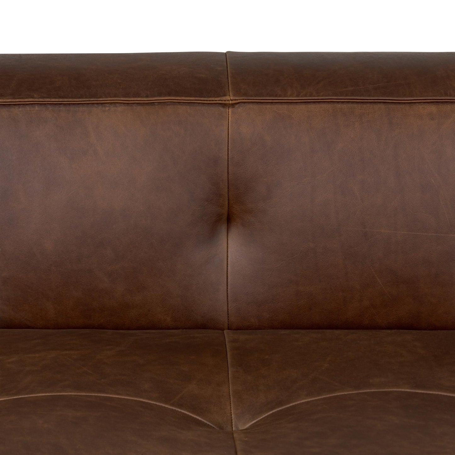 Poly & BARK Capa 129" Leather L-Shaped Corner Sectional Sofa in Chocolate Brown - Full-Grain Pure-Aniline Italian Leather Living Room Couch with Low Profile and French Seams