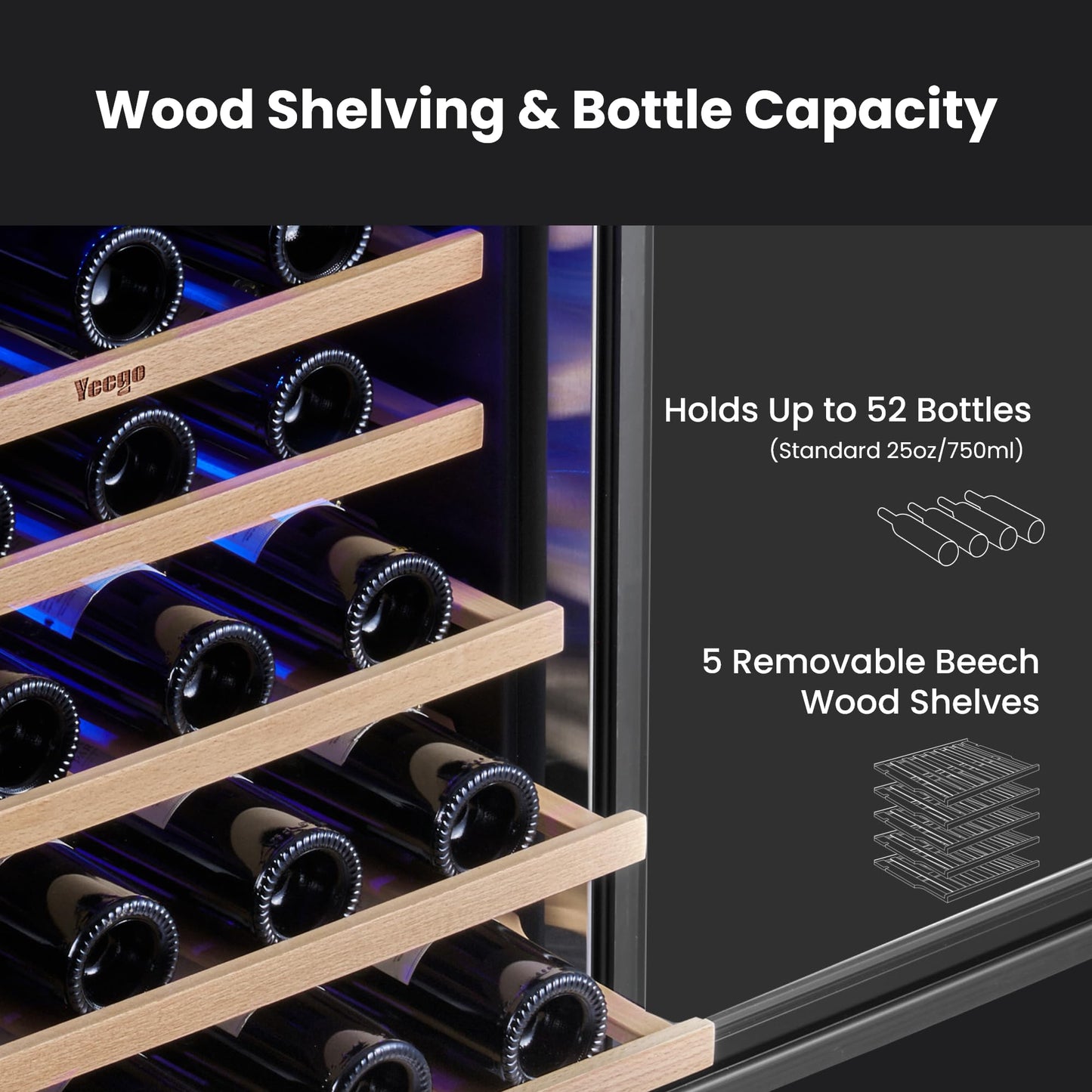 Yeego Wine Fridge Cooler - 15 Inch Dual Zone Wine Fridge Hold 28 Bottles, 40-65°F Wine Refrigerator Glass Door, Built in, Freestanding Under Counter Fridge for Beer Soda Drink Home Bar Office