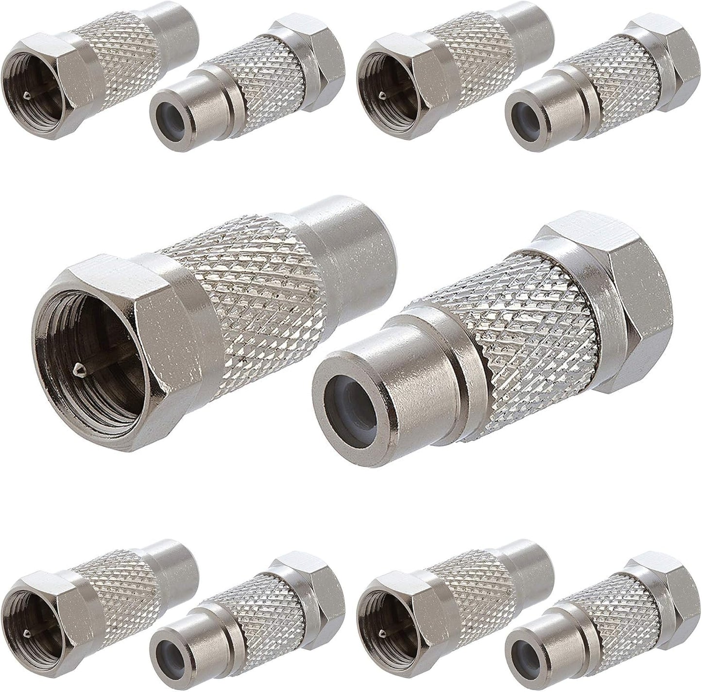 Cmple - F-Type Female to RCA Female Adapter Audio Video RCA Jack to F Jack Connector Converter Coax Coaxial Cable Joiner