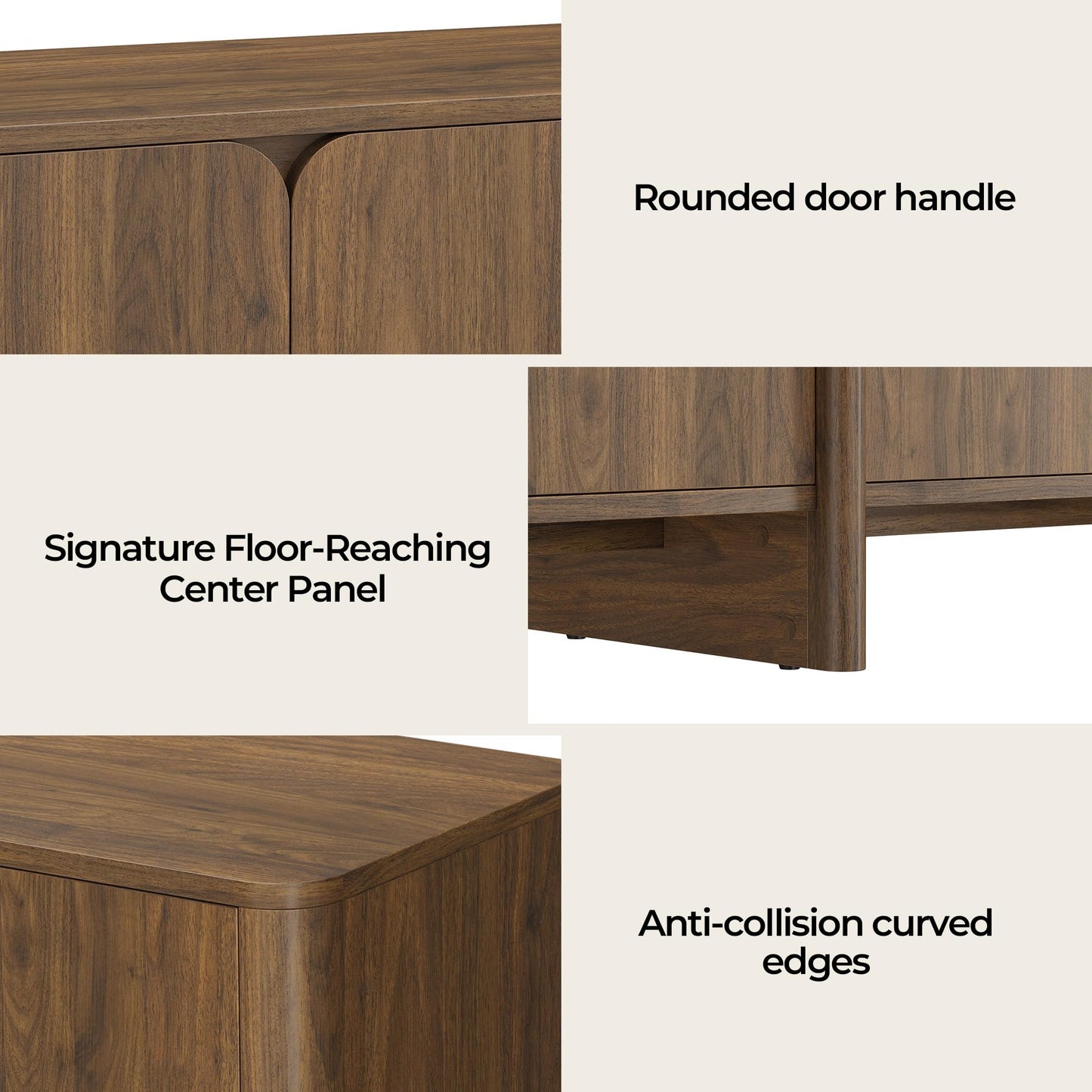 CHITA 66" Sideboard Buffet Cabinet with Storage, Modern Console Cabinet with 4 Doors & Adjustable Shelves, Storage Credenzas for Living Room, Kitchen, Hallway, Bar, Walnut
