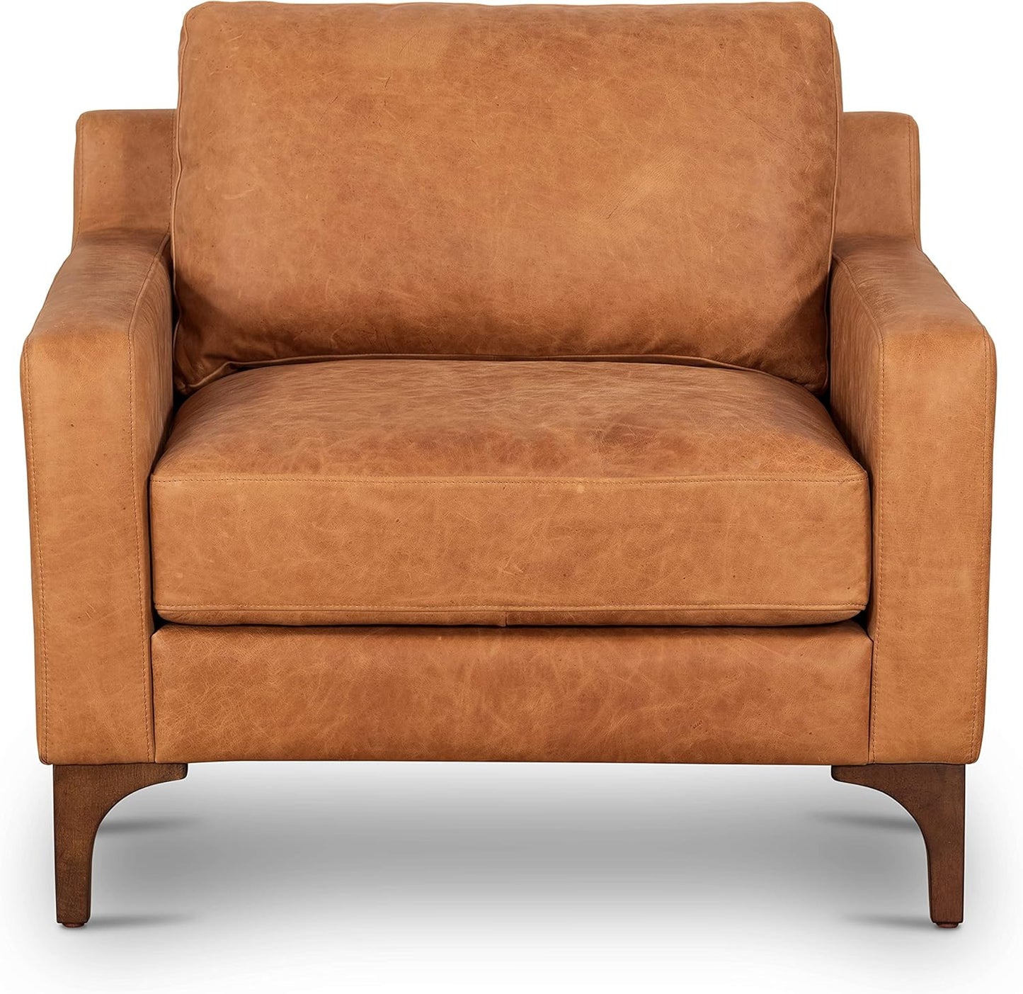 Poly & BARK Sorrento Lounge Chair in Full-Grain Pure-Aniline Italian Tanned Leather in Cognac Tan
