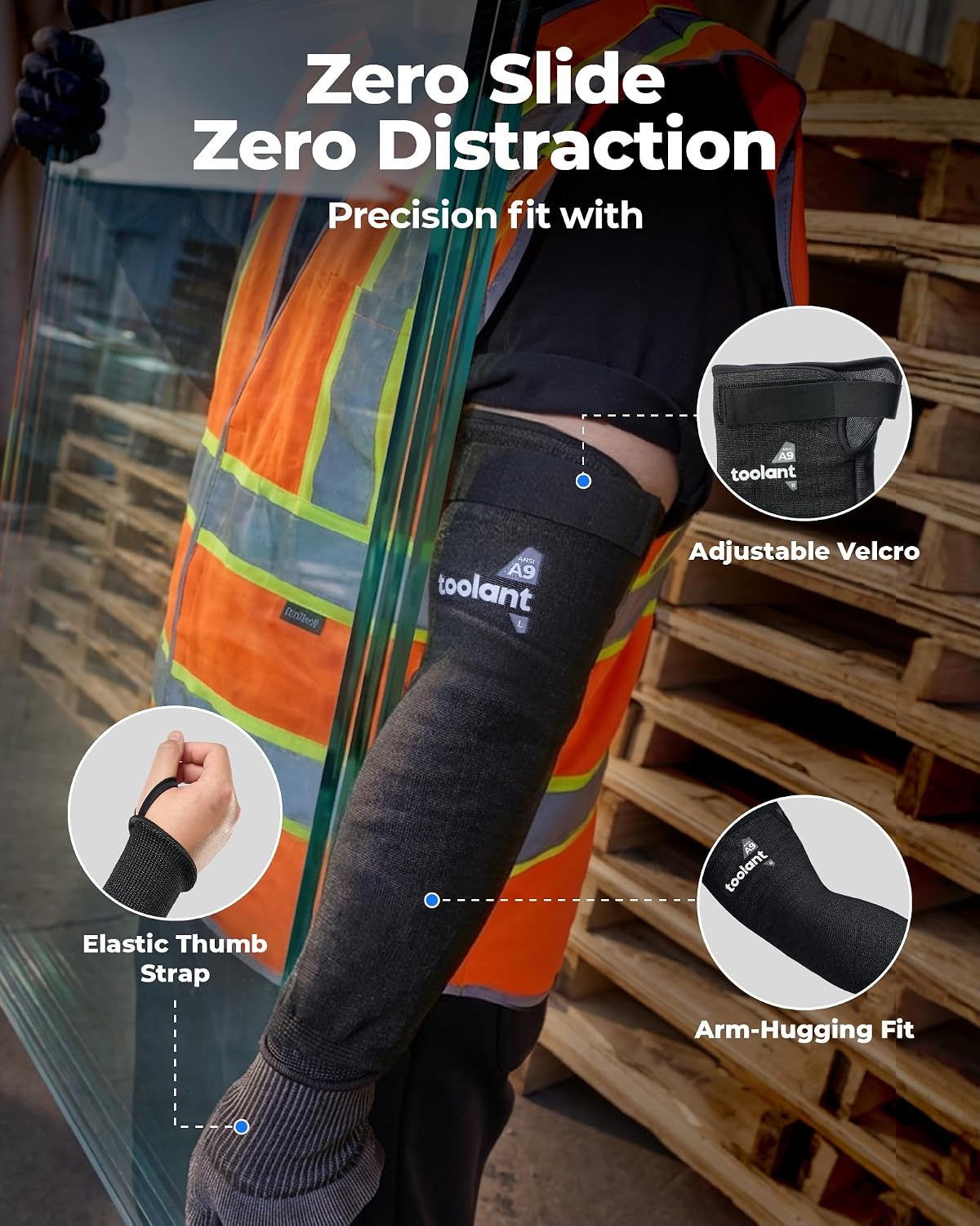 toolant ANSI A9 Cut Resistant Arm Sleeves, Arm Protectors for Thin Skin and Bruising, Arm Guards for High Risk Work