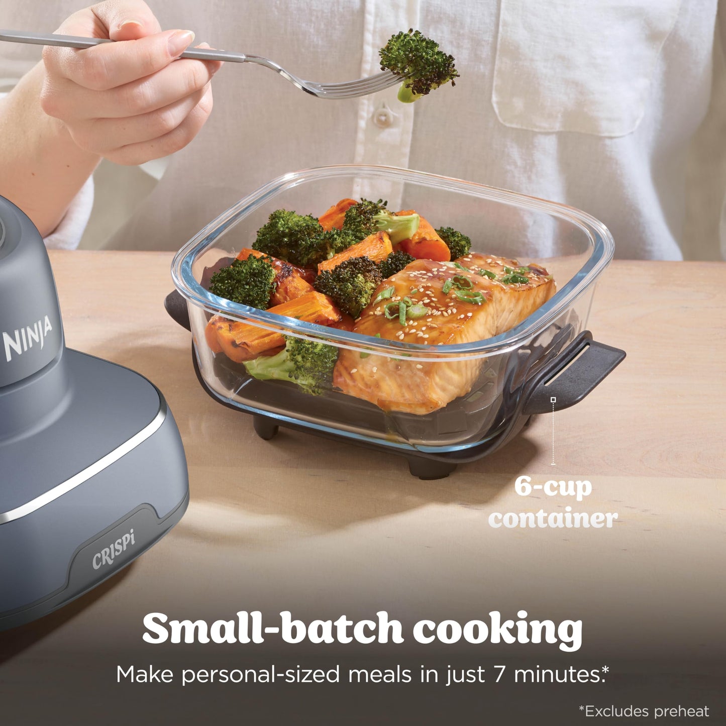 Ninja Crispi 4-in-1 Glass Air Fryer | With Non-Toxic 4QT & 6-Cup Glass Containers & Lids | Microwave, Freezer, Dishwasher Safe | 450°F Max Temp |1500 Watt | Stone | FN101ST