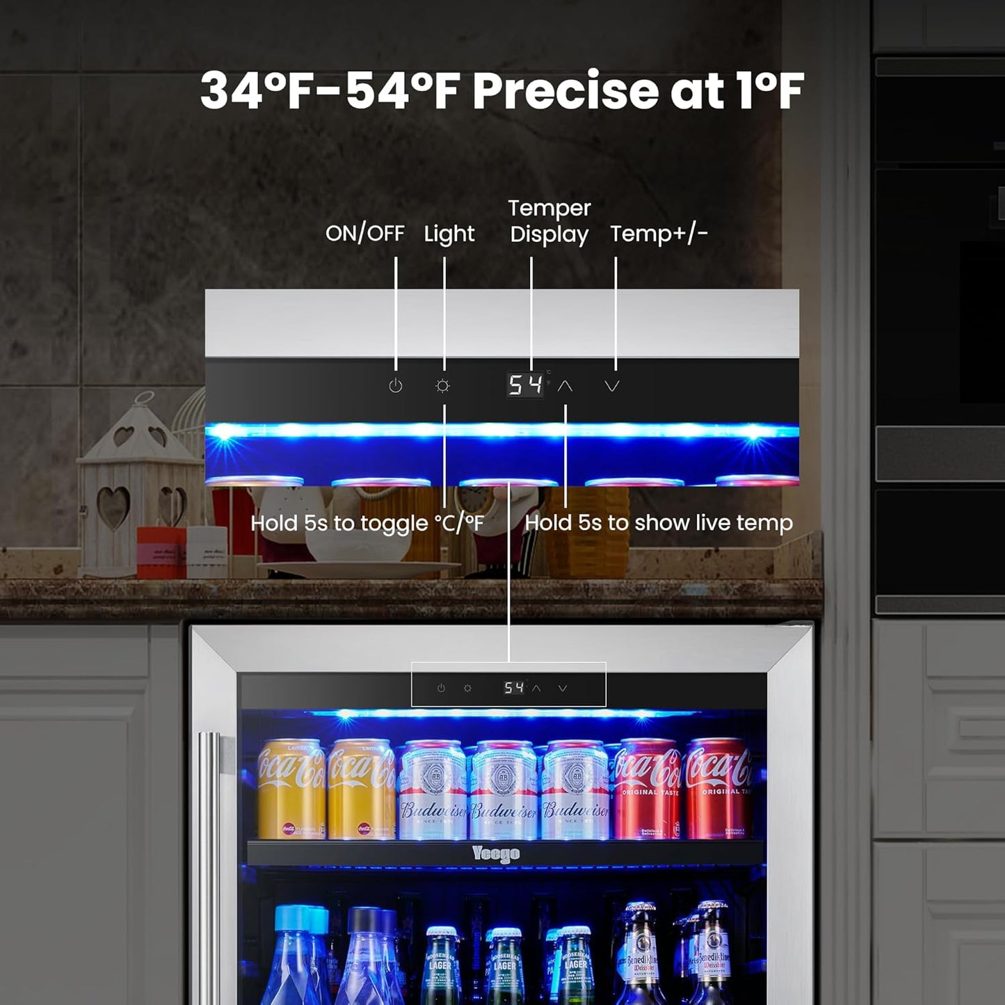 Yeego 48 inch Beverage Fridge Combo - 24 inch 180 Cans Mini Fridge with Glass Door 2PCS, Built-in, Under Counter & Freestanding, Ideal for Bars, Offices, Restaurants