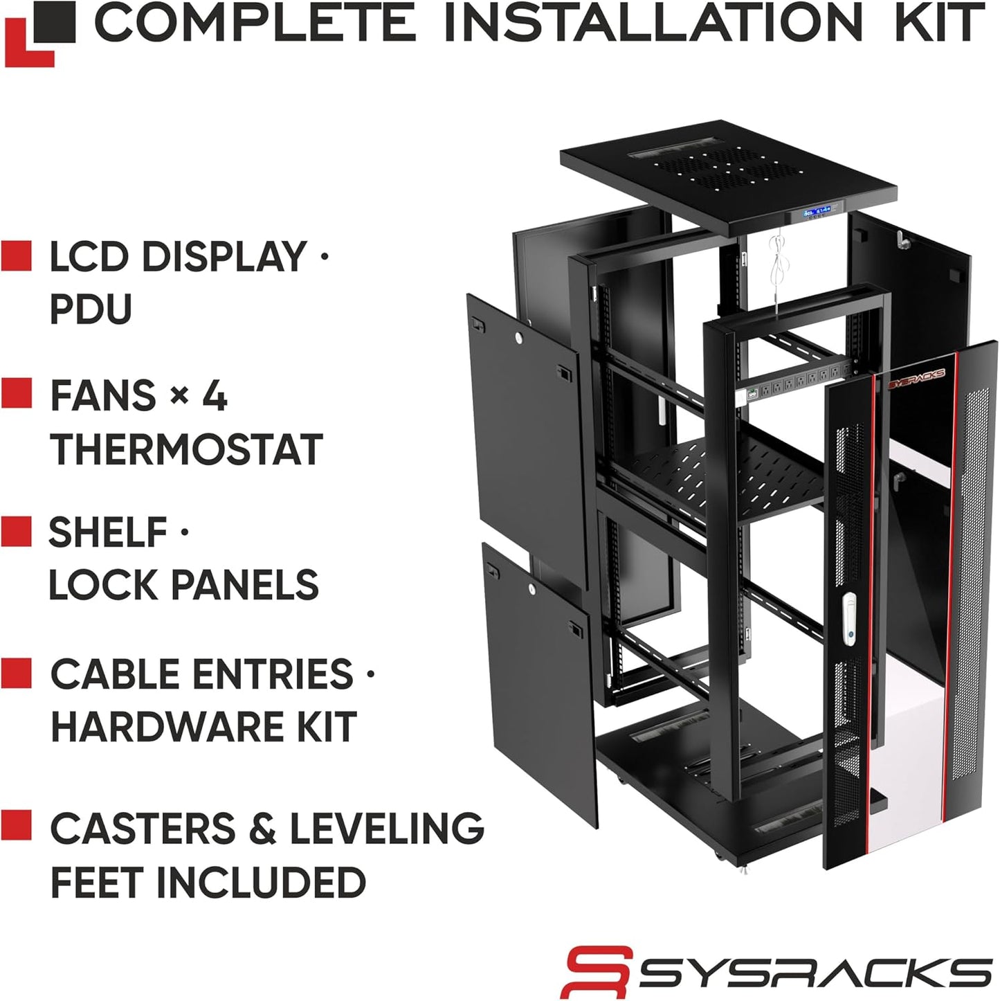 37U Home Server Rack Cabinet – 19" Floor Standing Network Rack, 32" Deep Homelab Rack with Locking Glass Door, Cooling Fans, PDU & Shelf for NAS, Router, Switch and AV Equipment