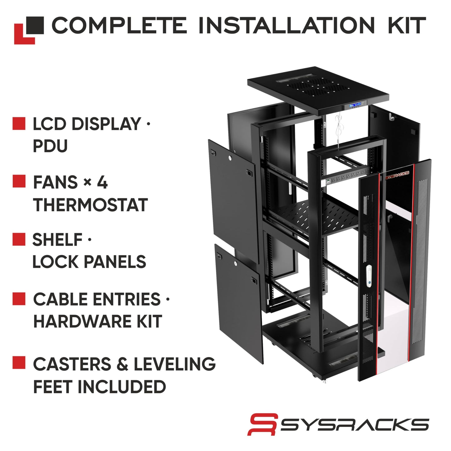 37U Home Server Rack Cabinet – 19" Floor Standing Network Rack, 32" Deep Homelab Rack with Locking Glass Door, Cooling Fans, PDU & Shelf for NAS, Router, Switch and AV Equipment