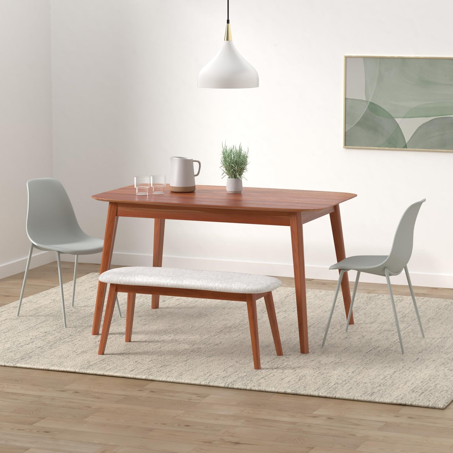POLY & BARK Isla Modern Dining Chairs Set of 4 – Mid Century Modern Plastic Dining Chair with Metal Legs – Kitchen & Dining Room Chairs – Indoor/Outdoor – White