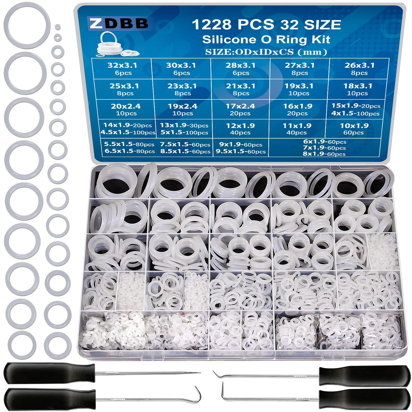 ZDBB 1010 Pcs Rubber O Rings Kit 22 Size Universal O-Ring Assortment Set for Automotive Faucet Pressure Washers Plumbing Sealing Repair,Air or Gas Connections,Resist Oil and Heat