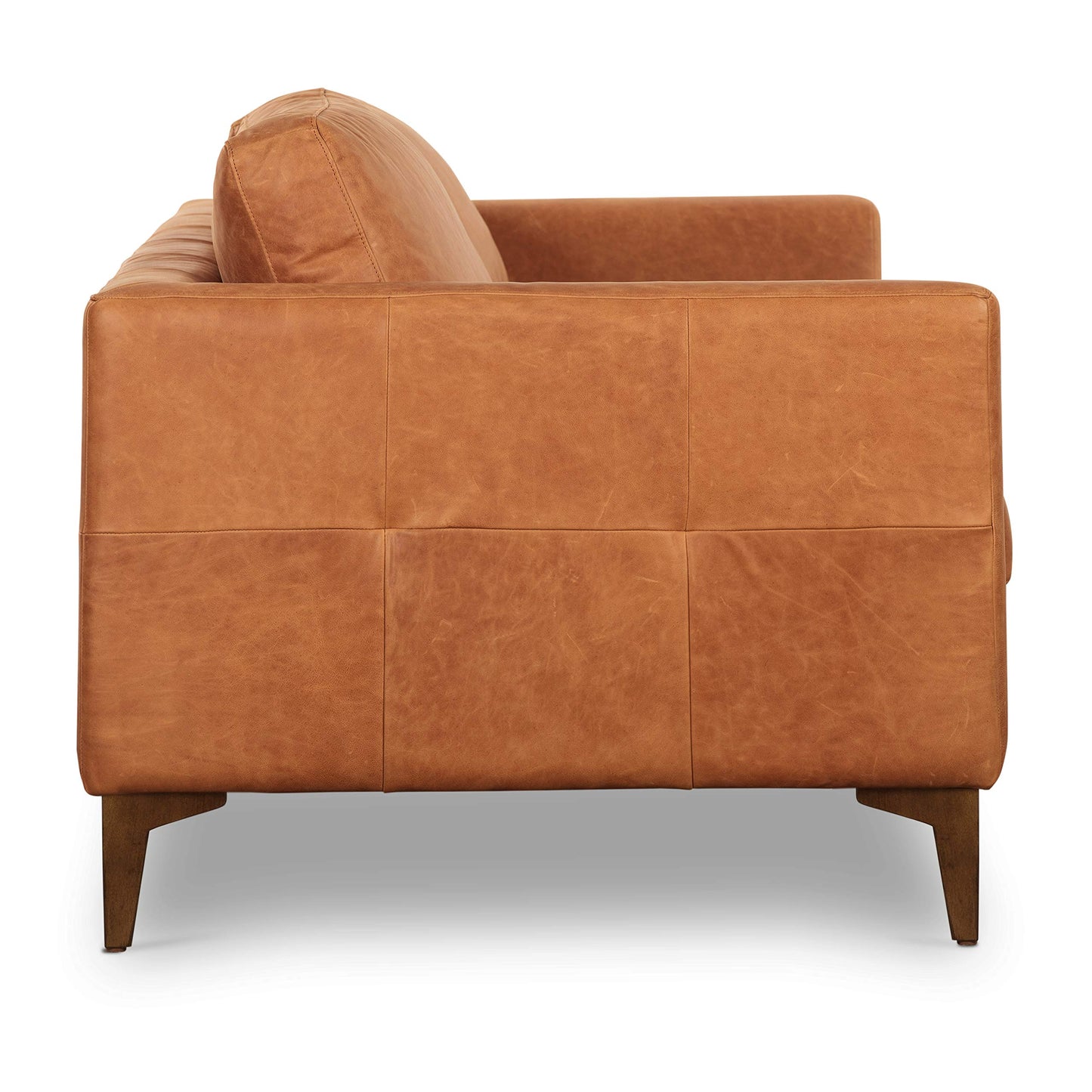 POLY & BARK Capa 96.5" Sofa – Chocolate Brown Full-Grain Pure-Aniline Italian Leather, Boxy Modern Design, Feather-Fiber Cushions, Solid Wood Frame