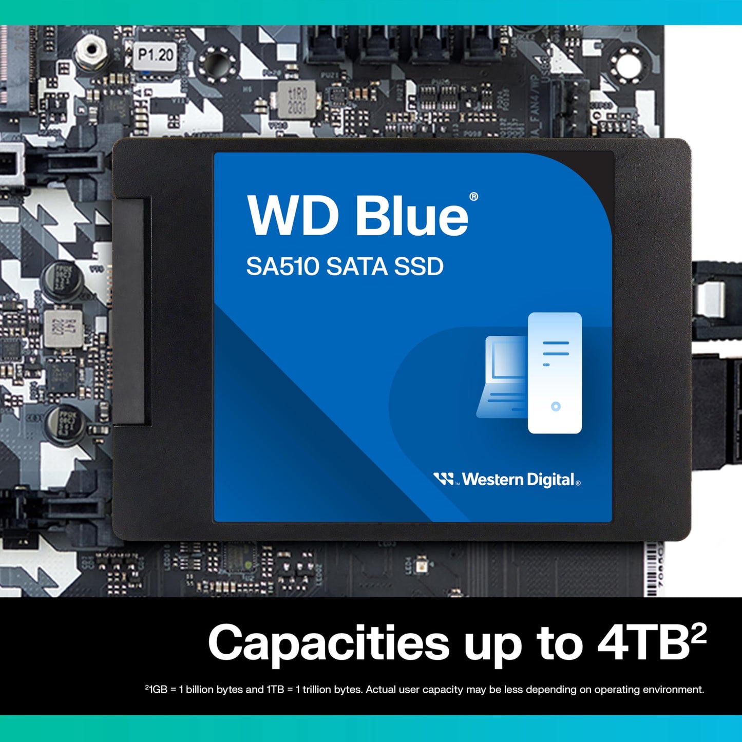 Western Digital 250GB WD Blue SA510 SATA Internal Solid State Drive SSD - SATA III 6 Gb/s, 2.5"/7mm, Up to 555 MB/s - WDS250G3B0A