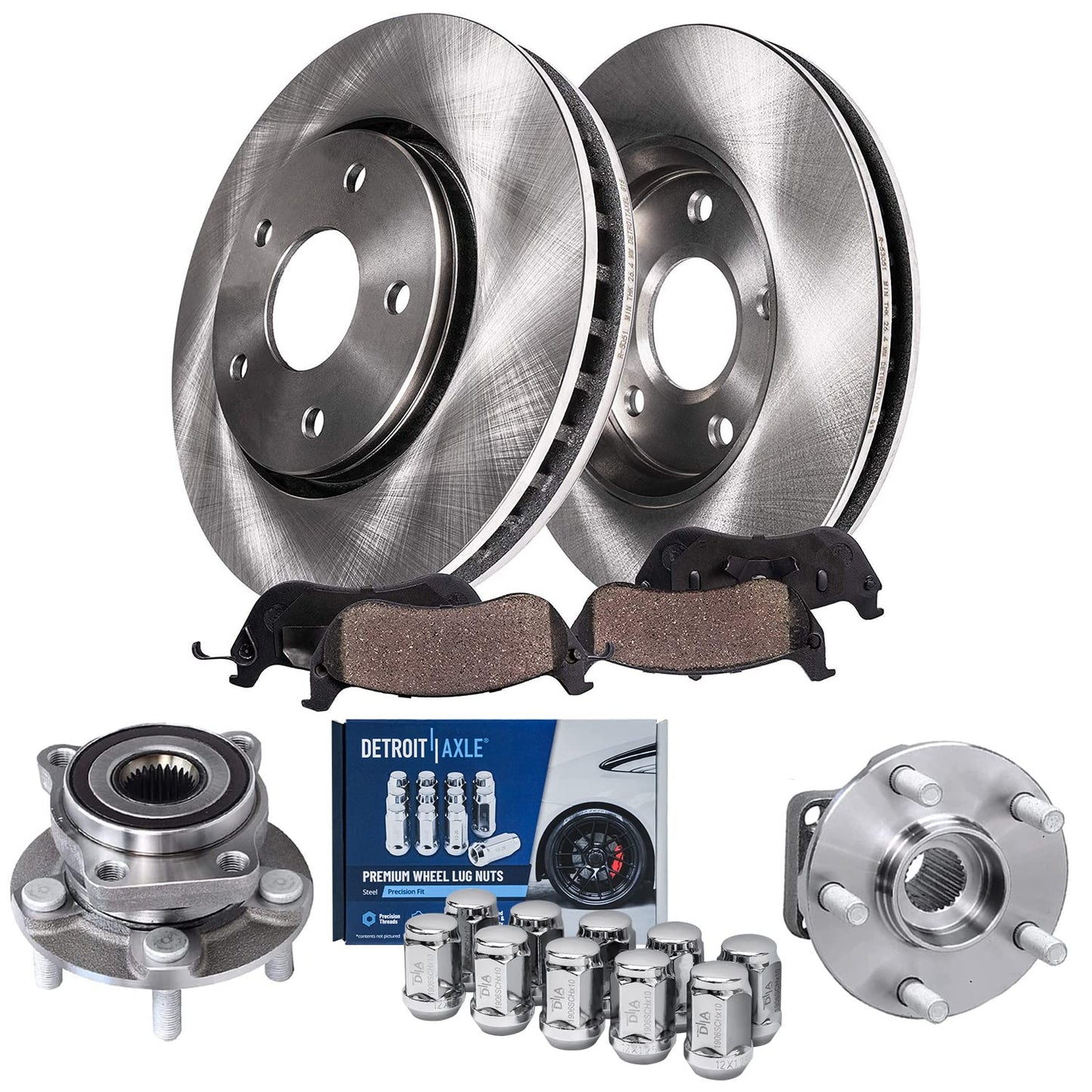 Detroit Axle - Brake Kit for 14-20 Nissan Rogue, 17-22 Rogue Sport, Front and Rear Disc Brake Rotors Ceramic Brake Pads 2018 2019 Replacement